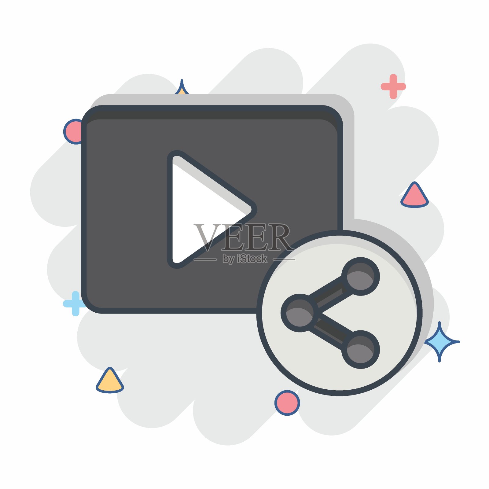 图标分享。与播客符号有关。漫画风格。简单的设计可编辑。简单的说明插画图片素材