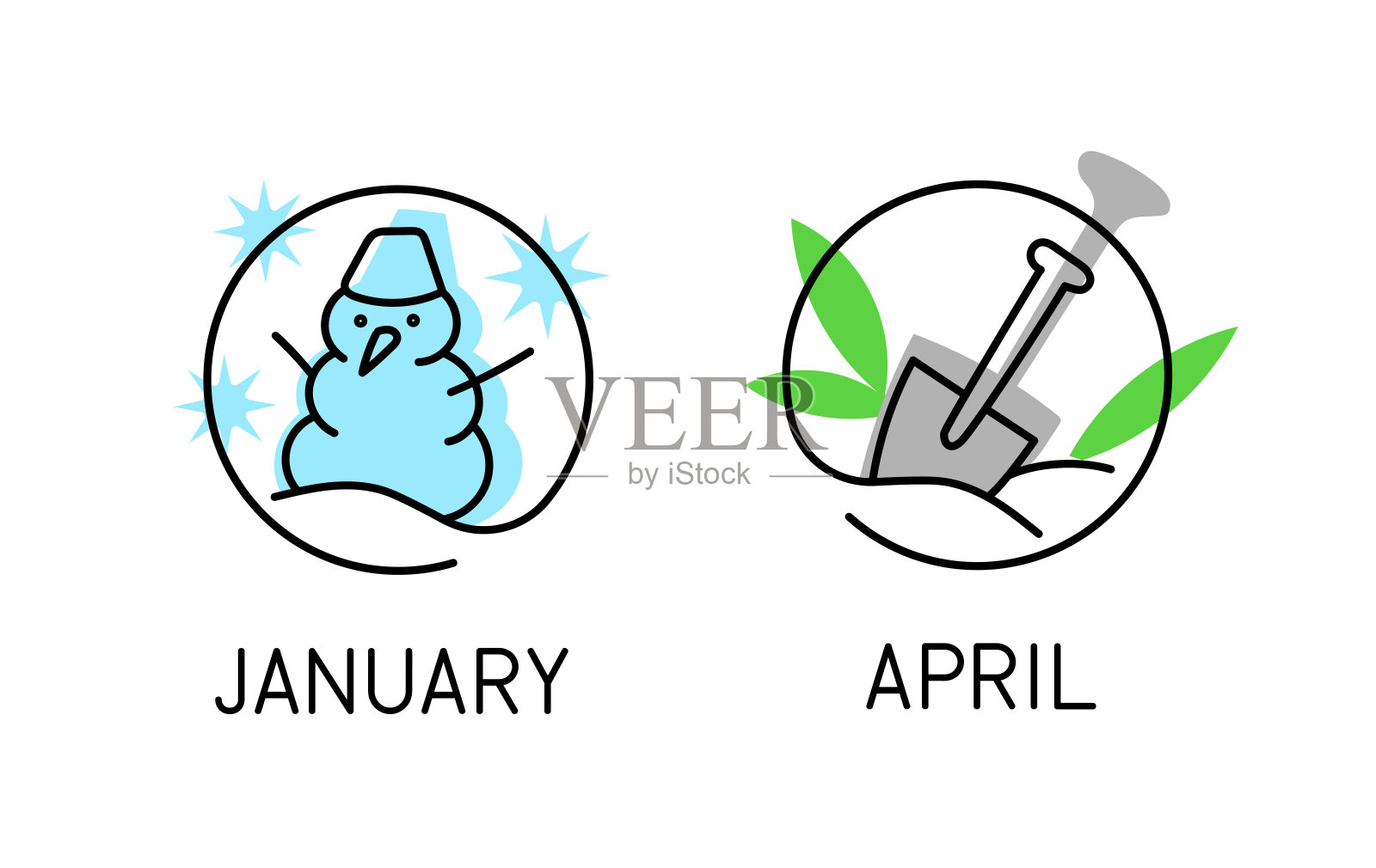 季节线性图标矢量集插画图片素材