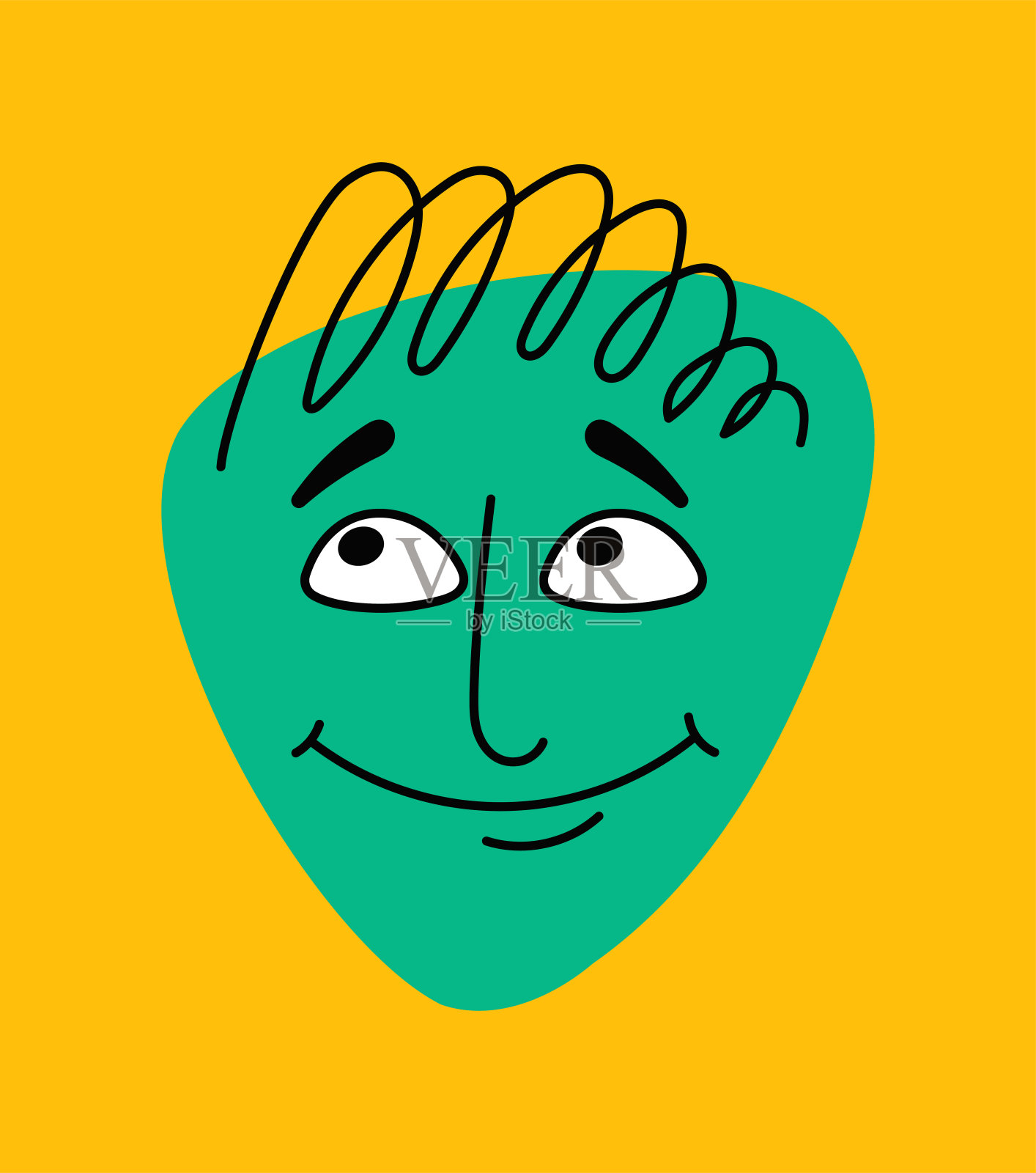 可爱的涂鸦脸矢量概念插画图片素材