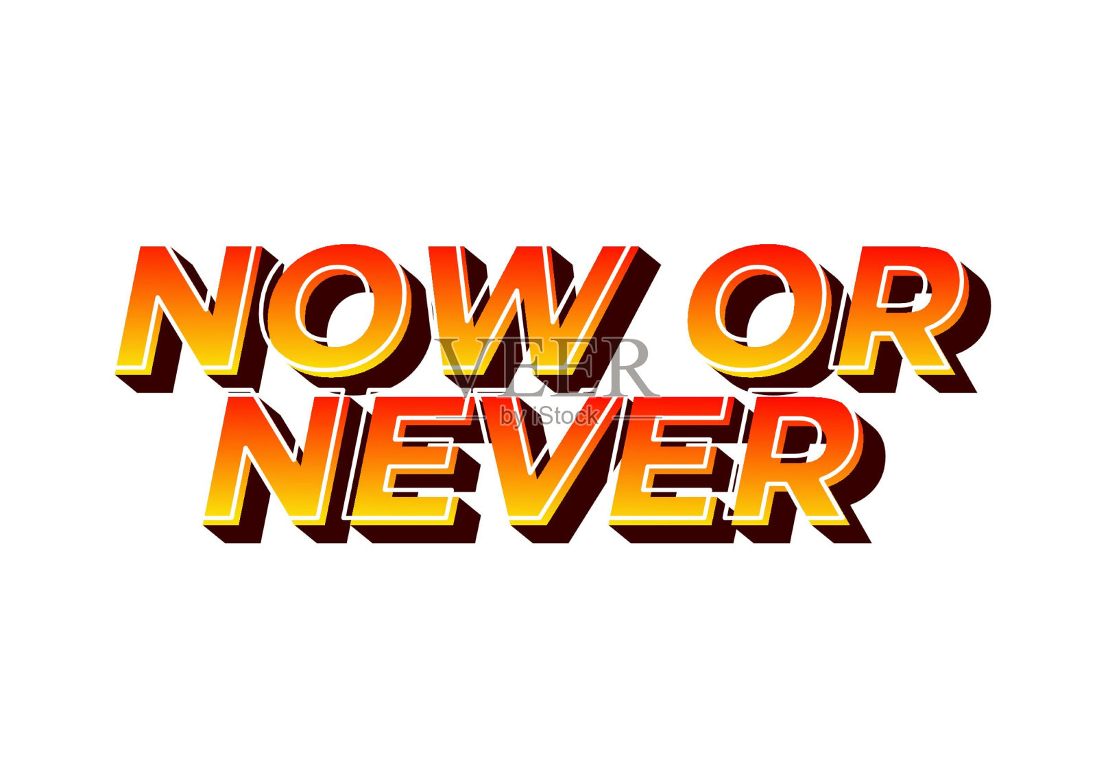 时不再来。文字效果在3D外观与引人注目的颜色插画图片素材