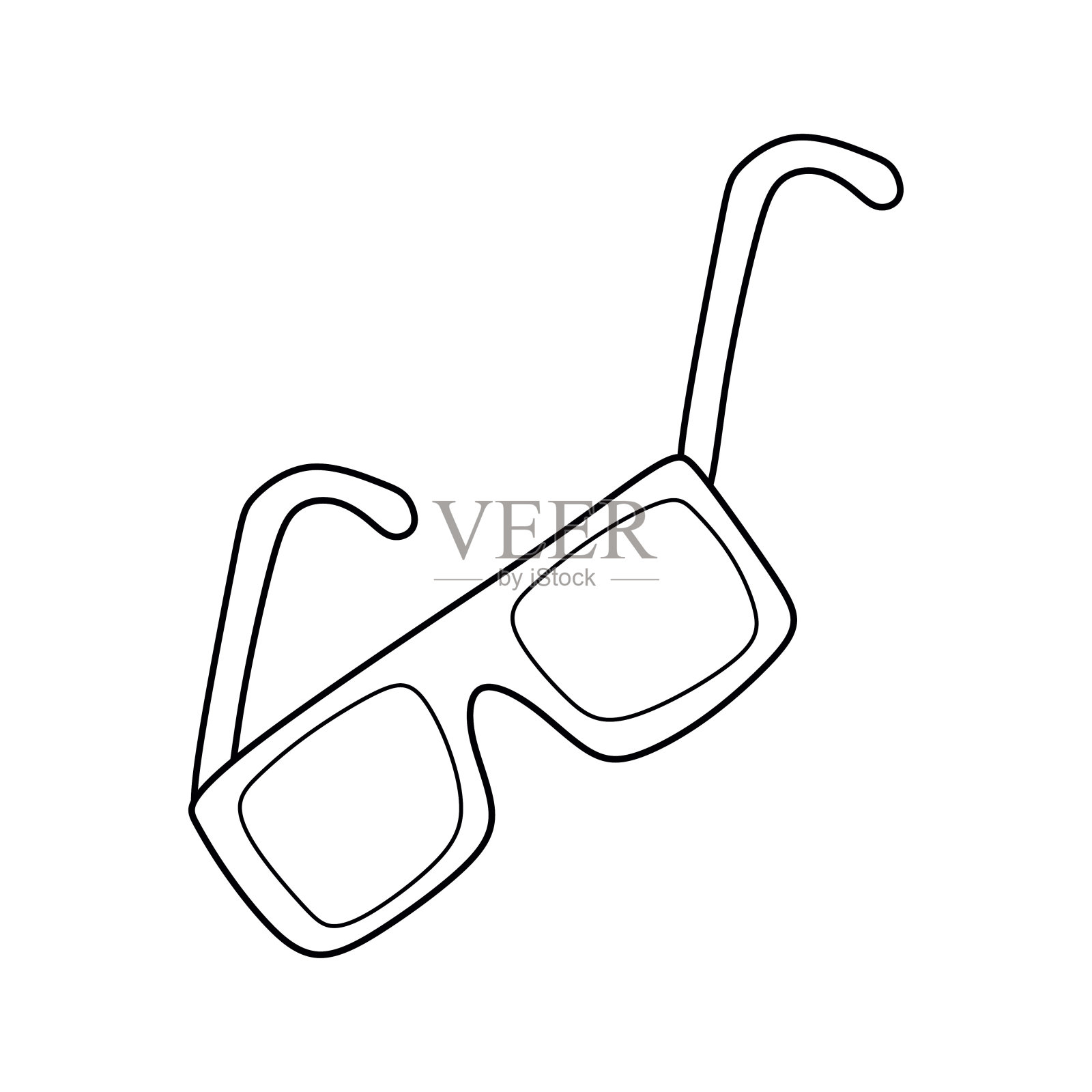 眼镜涂鸦图标。黑色轮廓矢量附件隔离在白色背景。线艺术太阳镜简单插图，视觉设备元素的光学标志，度假传单，平面设计插画图片素材