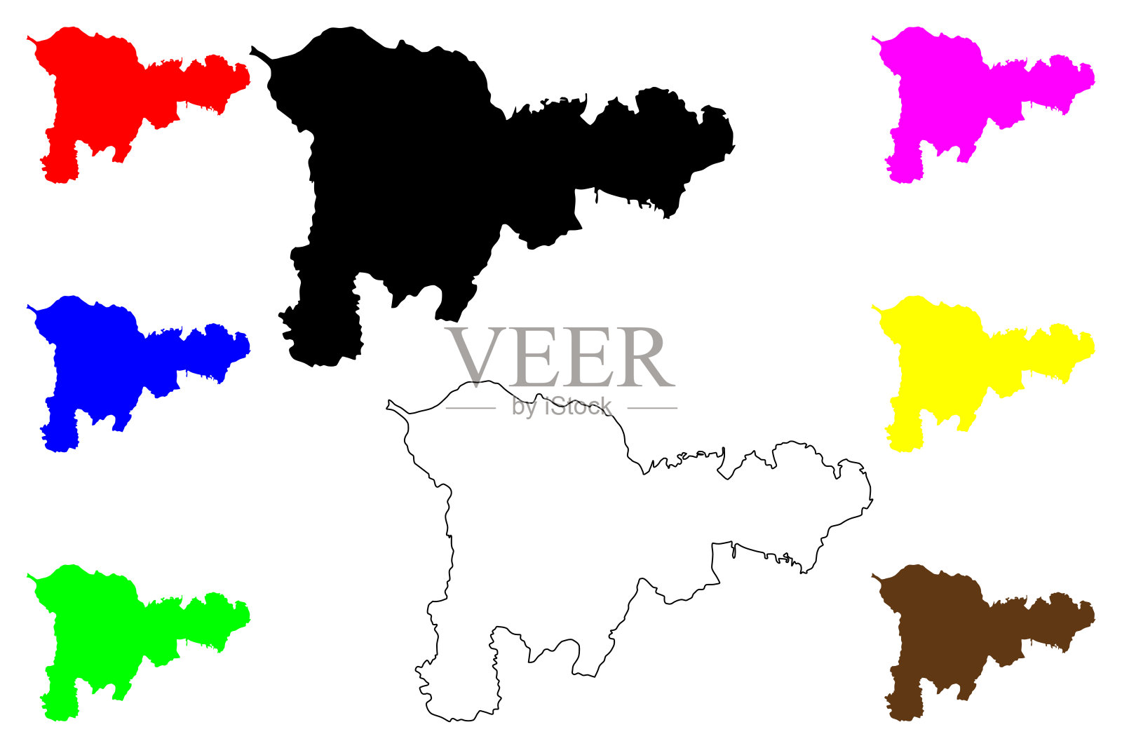 提齐乌祖市(阿尔及利亚人民民主共和国)地图矢量插图，潦草素描提齐乌祖地图插画图片素材