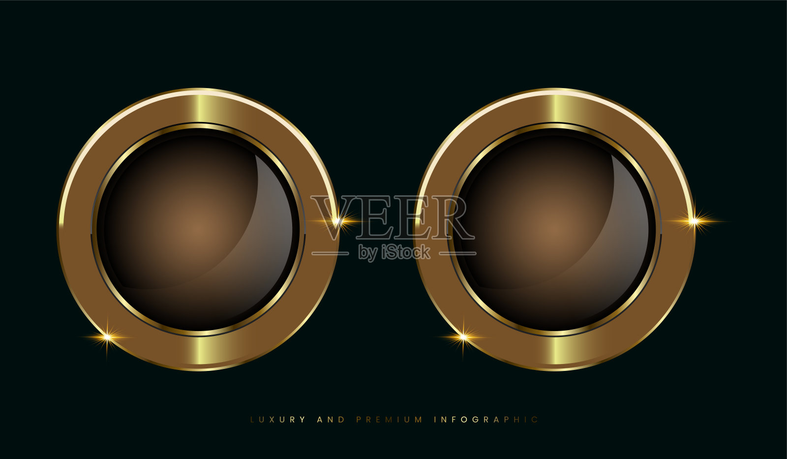 两个豪华和优质的金色徽章和标签，深色优质按钮，标签高品质的产品矢量设计插画图片素材