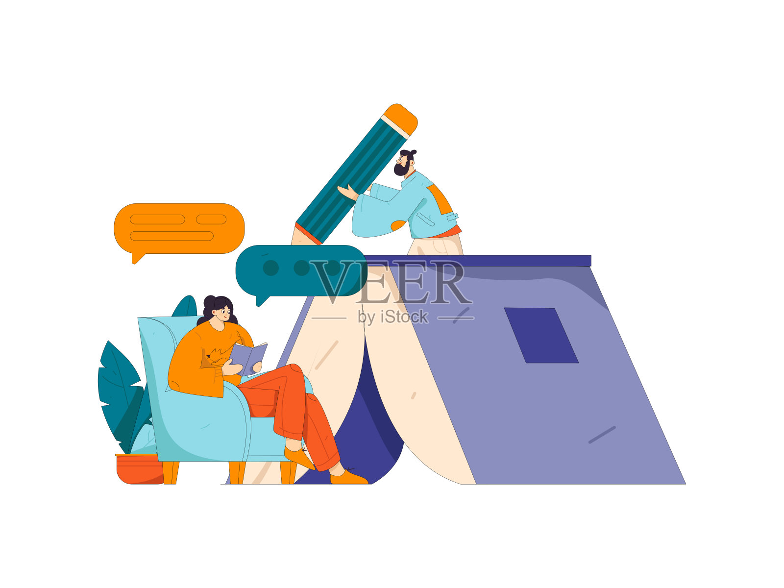Education and learning people flat vector concept hand drawn illustration插画图片素材