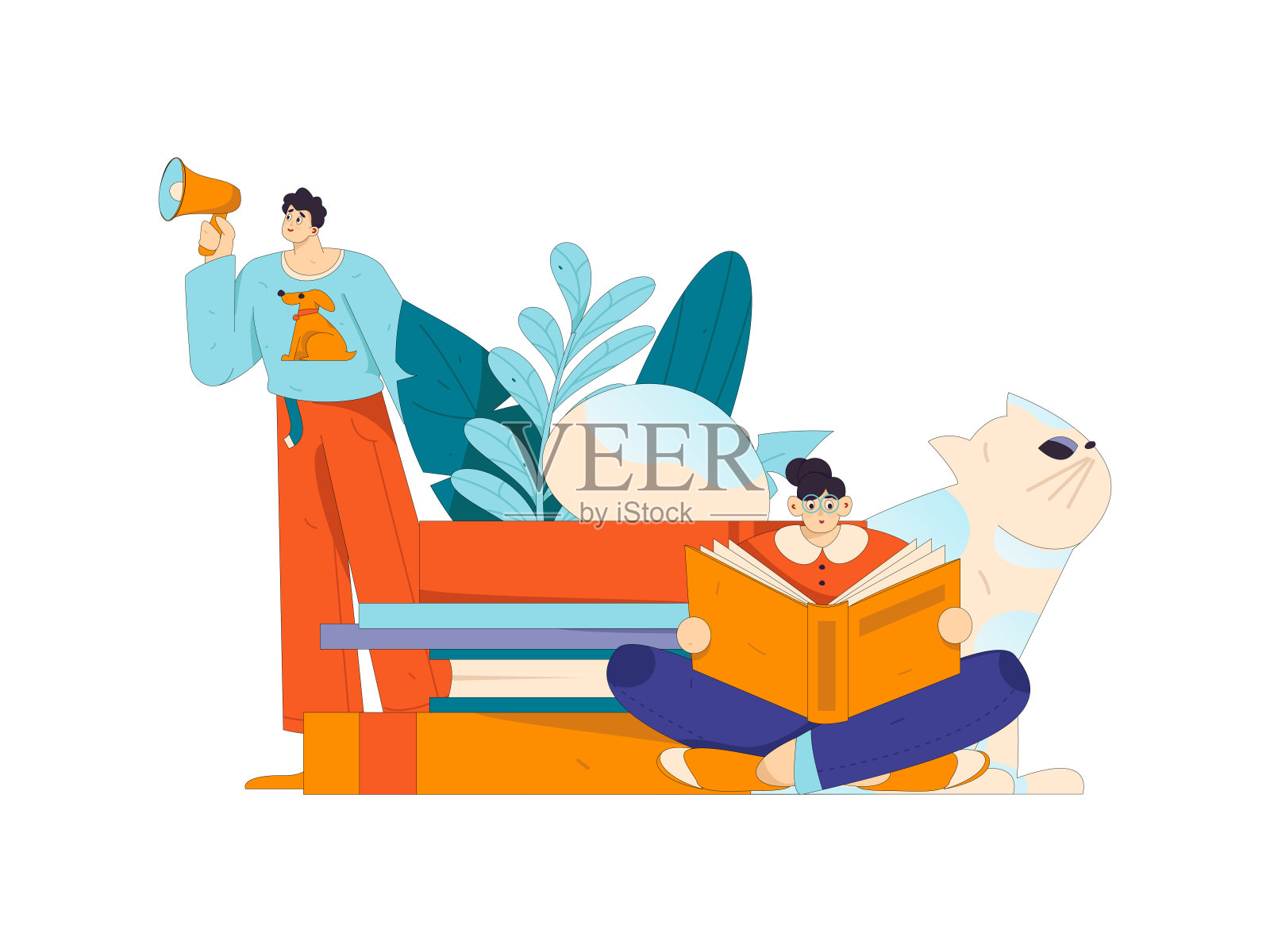 教育和学习的人平面矢量概念手绘插图插画图片素材