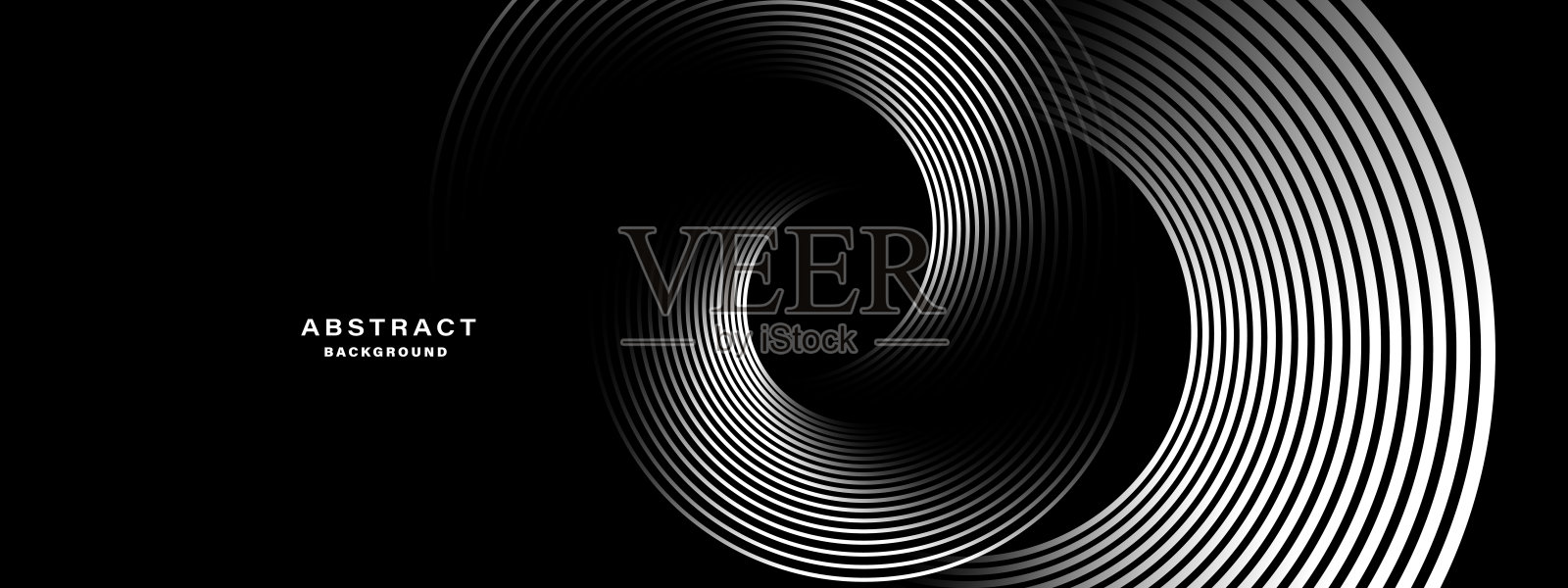 黑色抽象背景与螺旋形状。插画图片素材