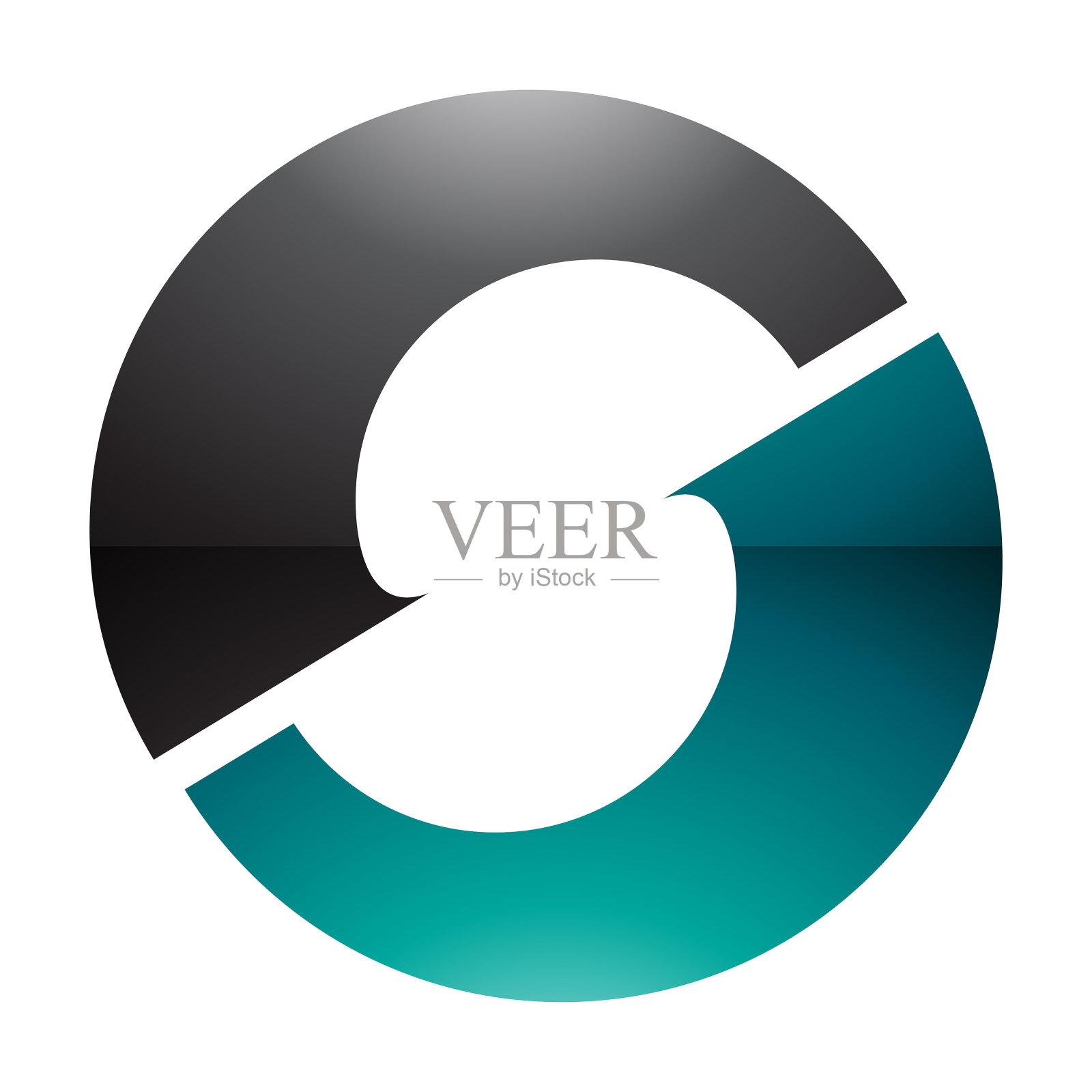 波斯绿色和黑色光泽字母O图标与S形状在中间插画图片素材