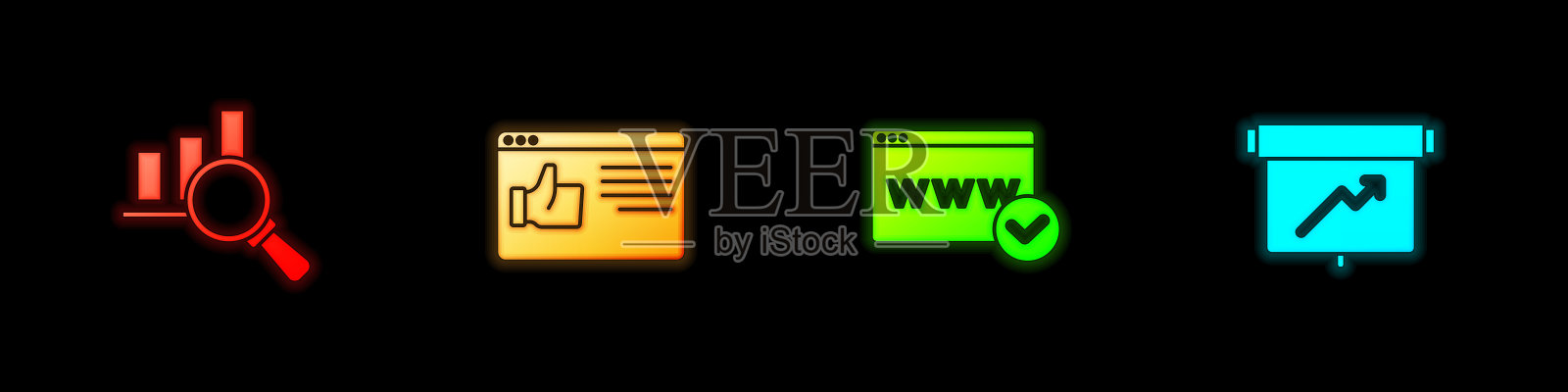 设置放大镜和分析，浏览器窗口，网站模板和板与图表图标。向量插画图片素材