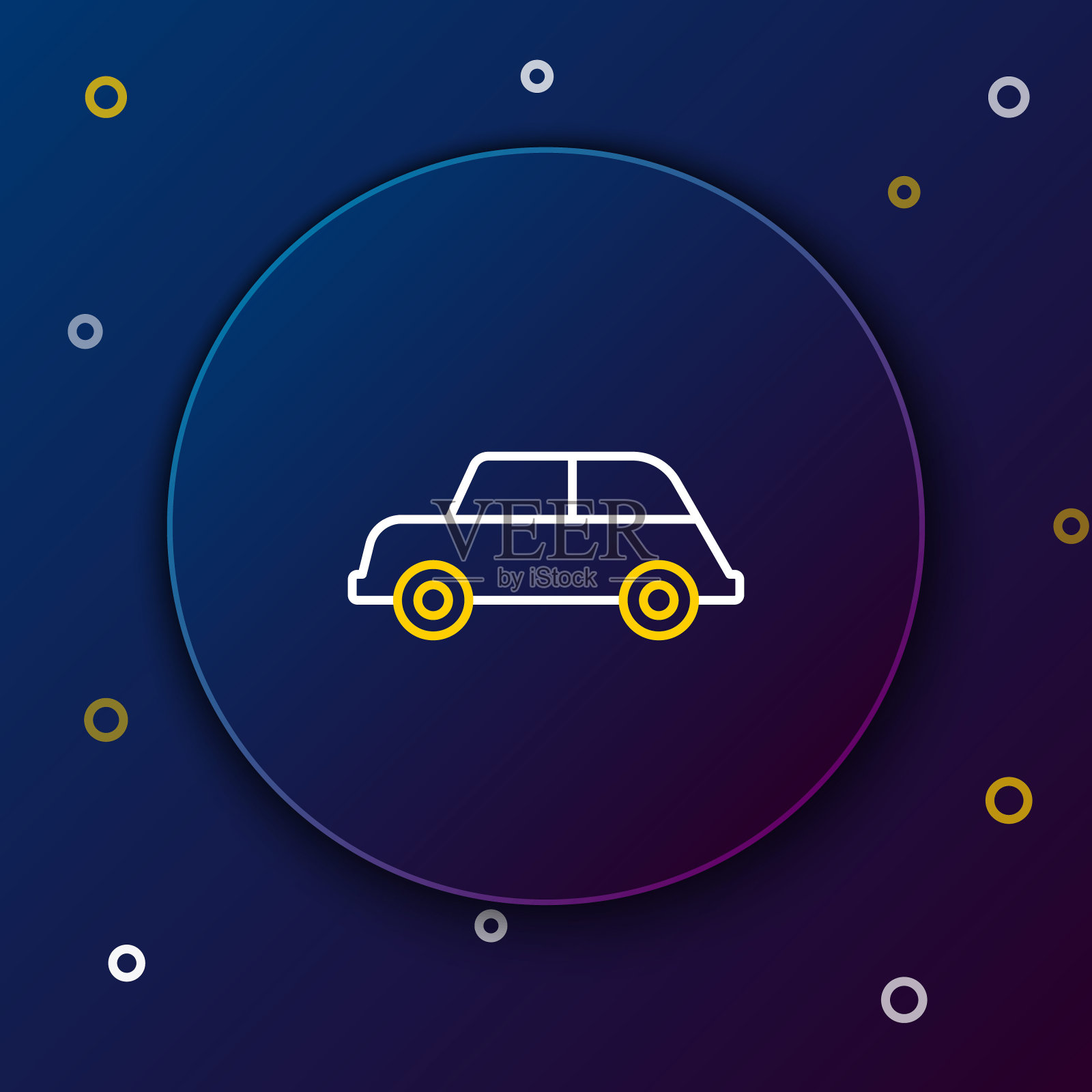 线车图标孤立的蓝色背景。色彩缤纷的轮廓概念。向量插画图片素材