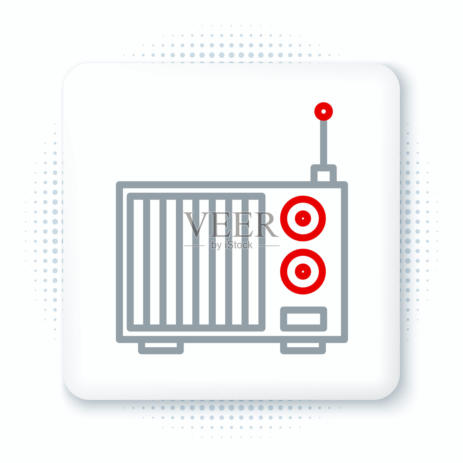 线无线电与天线图标隔离在白色背景。色彩缤纷的轮廓概念。向量插画图片素材