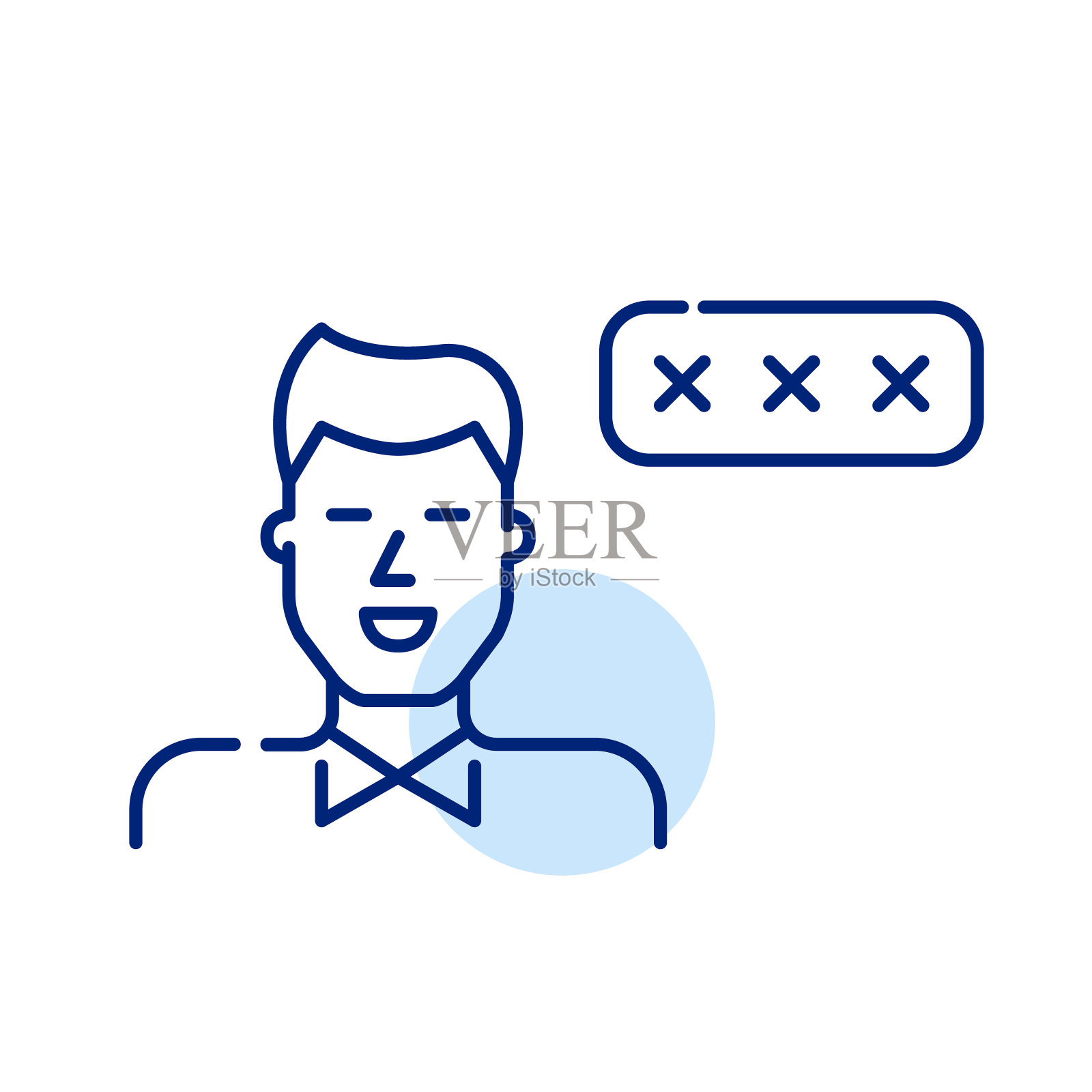 男性用户帐户受密码保护。错误的输入。像素完美，可编辑的笔触插画图片素材