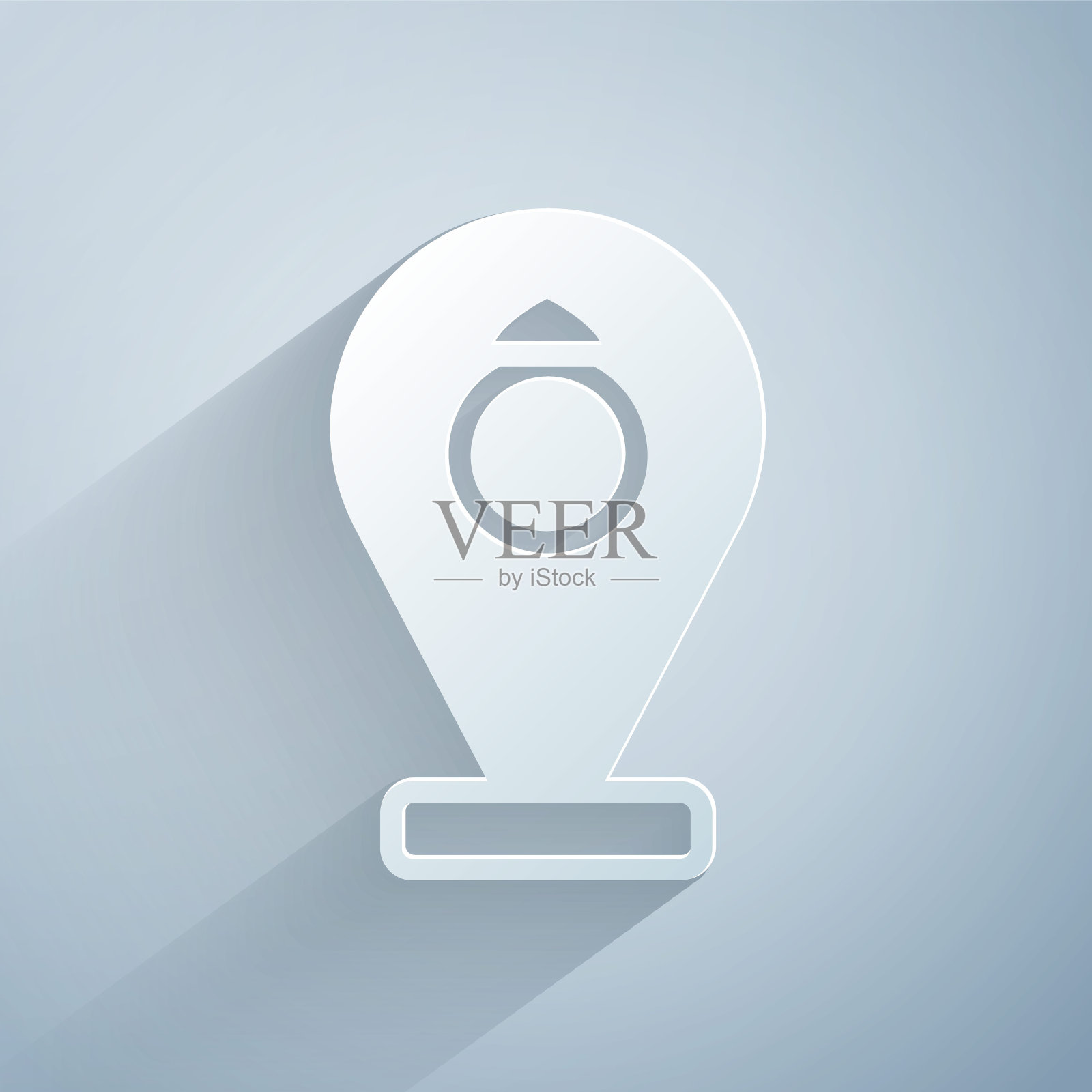 前立面建筑珠宝商店图标孤立的灰色背景。纸艺风格。向量插画图片素材