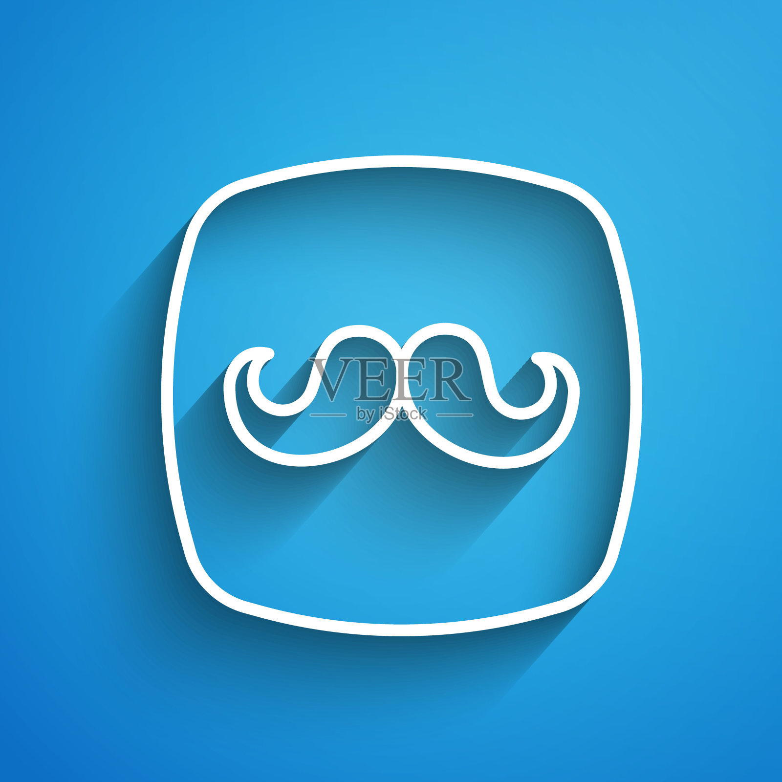 白线理发店图标孤立的蓝色背景。发型师标志或招牌。长长的阴影。向量插画图片素材