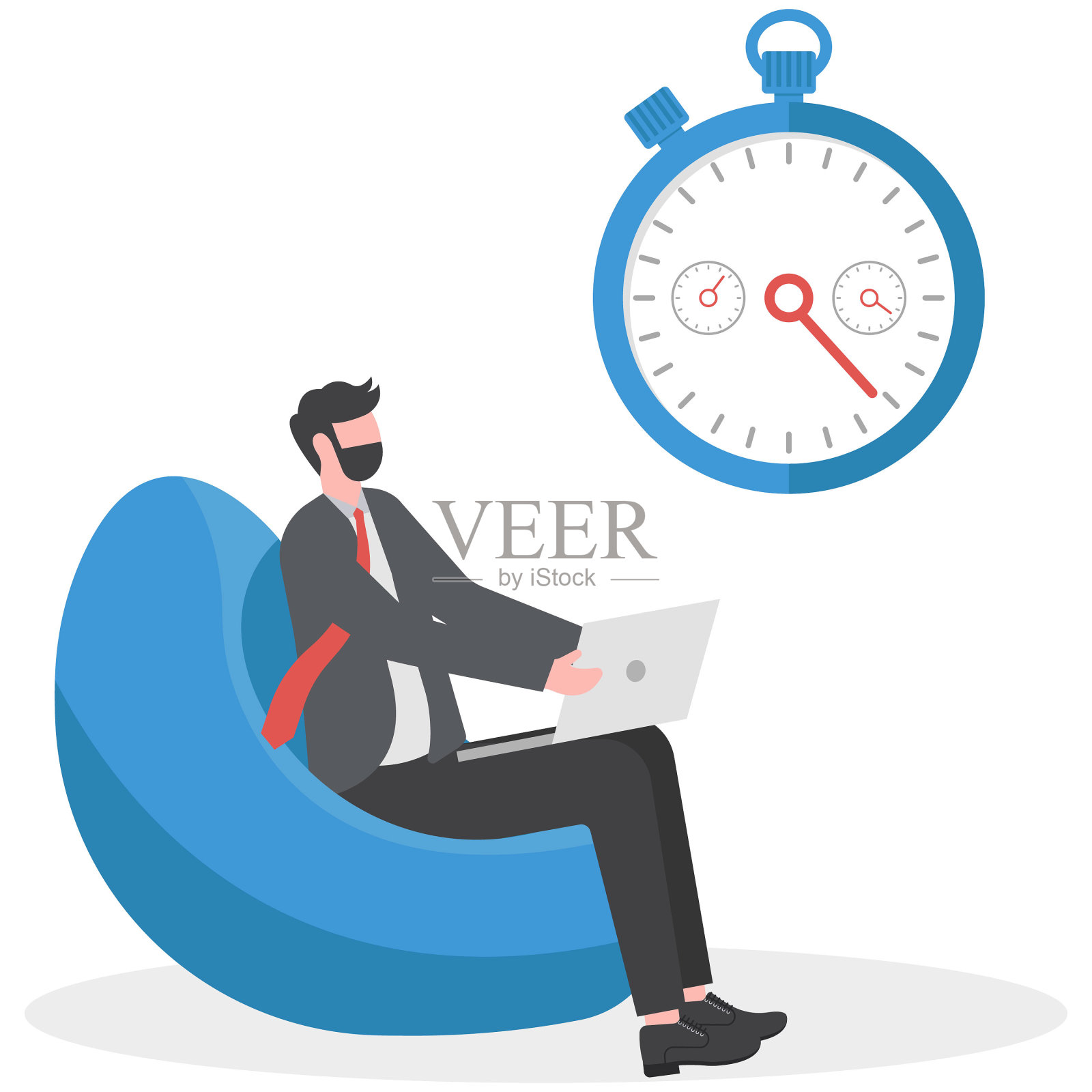 工作时间概念矢量，商人时间管理与拖延的商业概念，工作压力图解插画图片素材