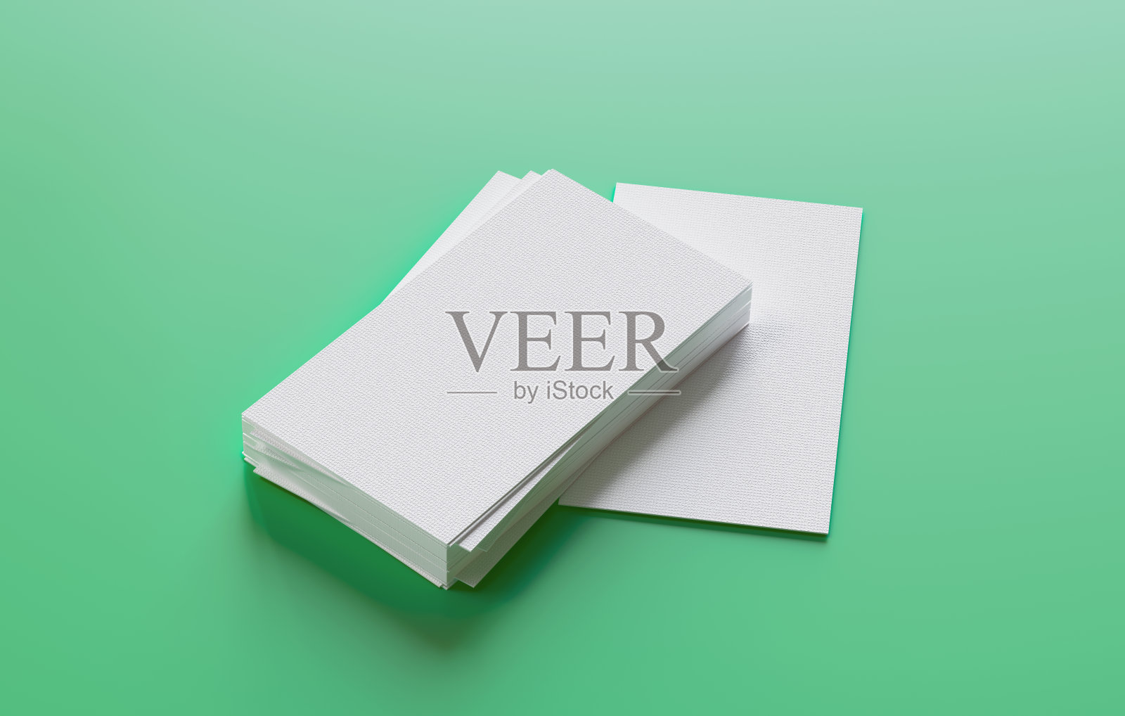 空白名片模型上的绿色有机背景照片摄影图片