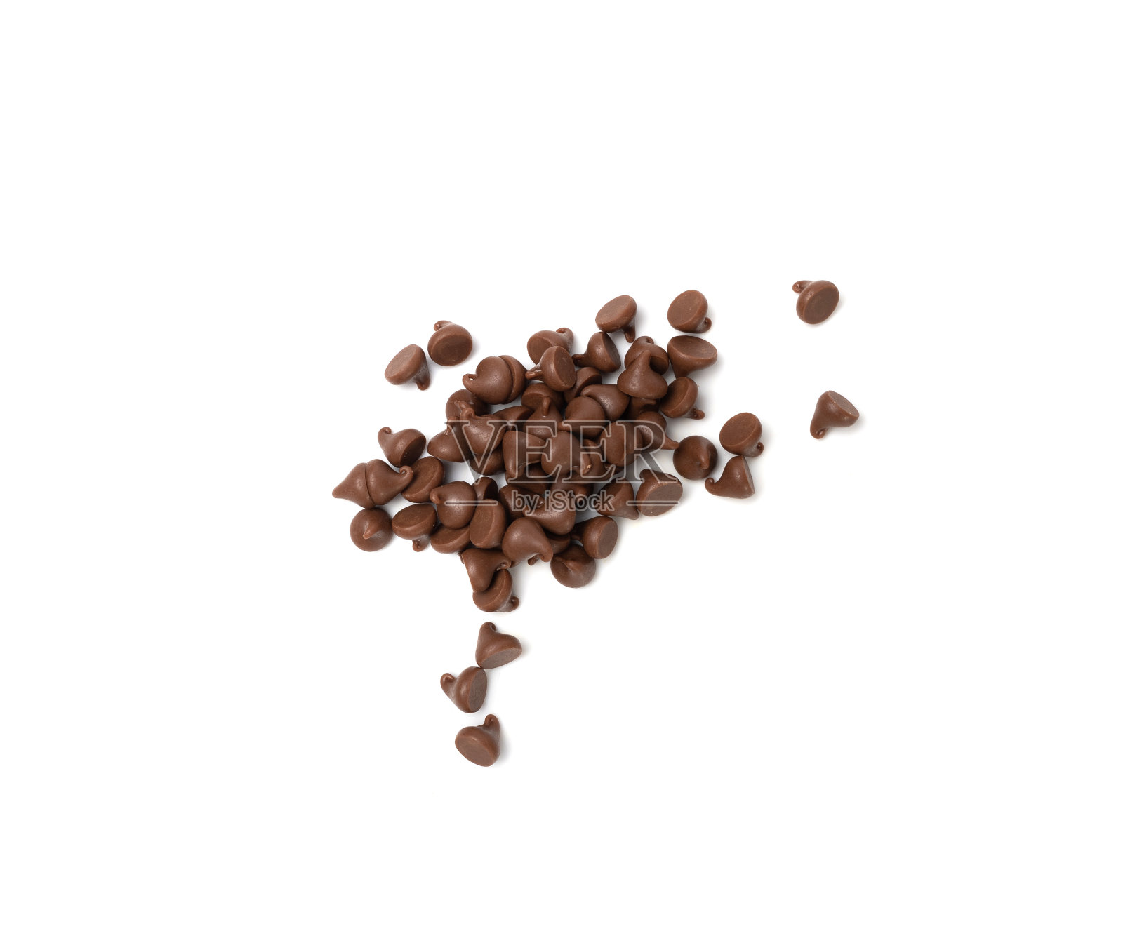 采购产品巧克力片分离，分散的巧克力屑，装饰可可滴，饼干装饰原料照片摄影图片