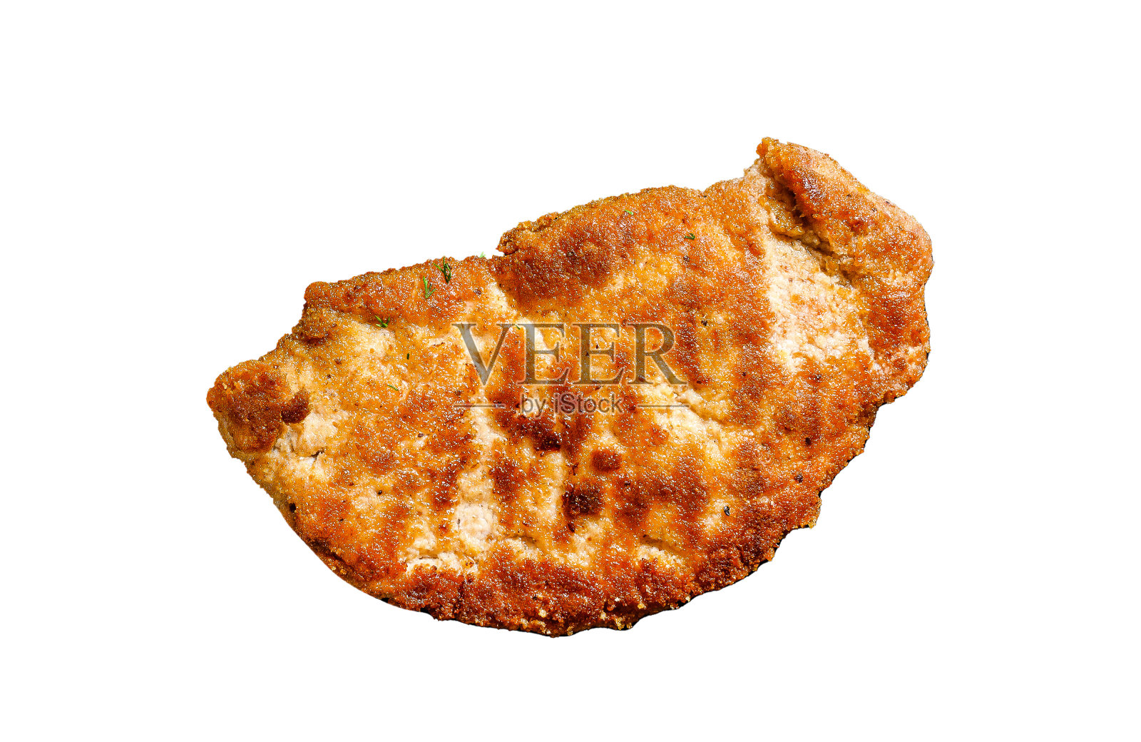 炸鸡炸肉排孤立在白色背景。前视图。照片摄影图片