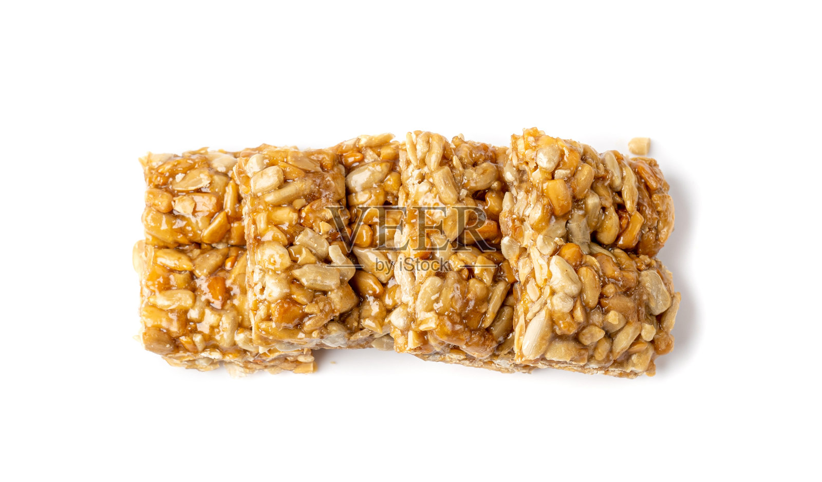 葵花籽棒，蜂蜜能量小吃，葵花籽什锦甜点，蛋白质糖果棒照片摄影图片