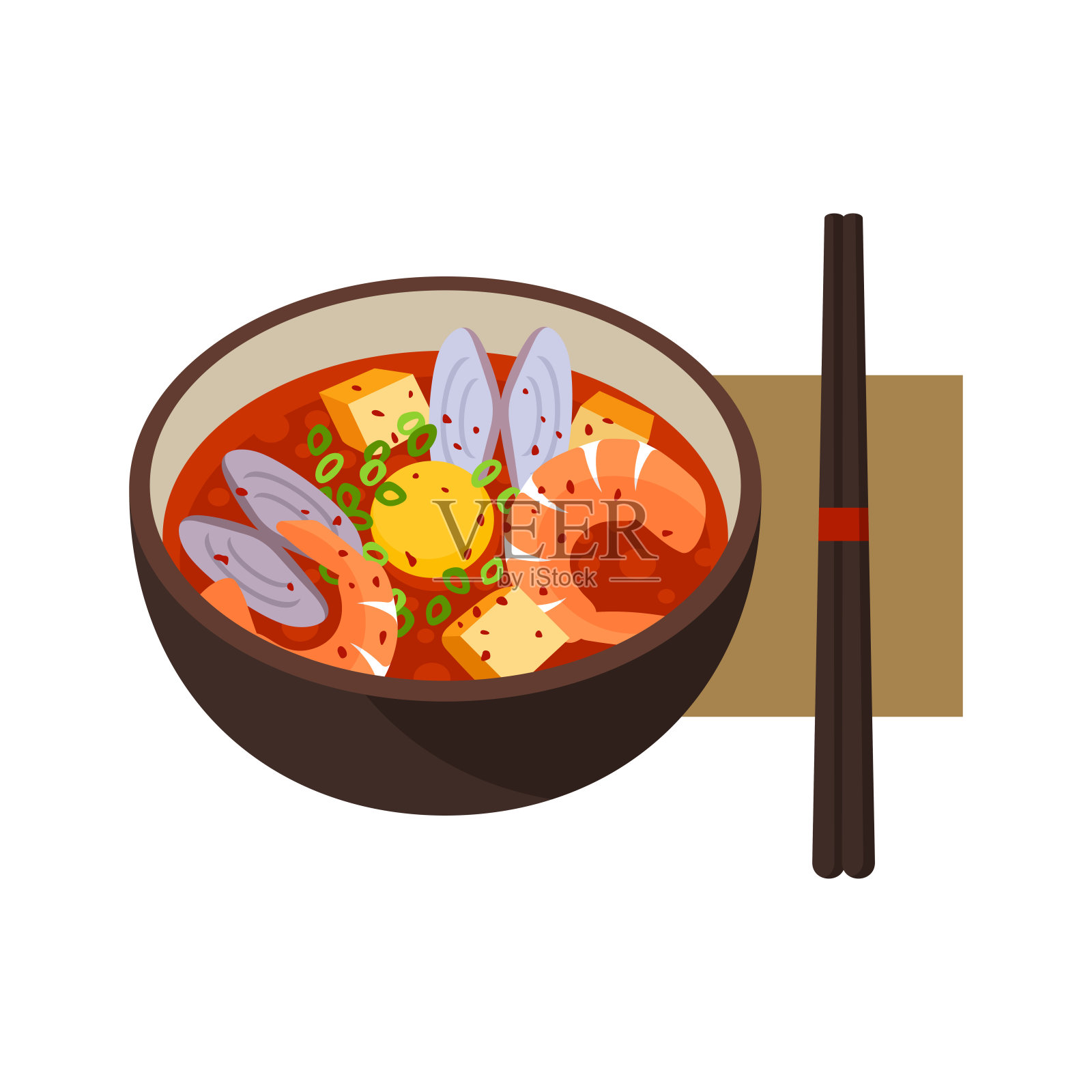 宣都部韩国辣味汤矢量插图插画图片素材