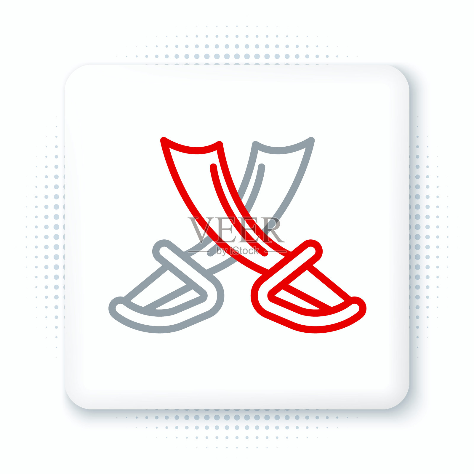 线交叉海盗剑图标孤立的白色背景。Sabre的迹象。色彩缤纷的轮廓概念。向量插画图片素材