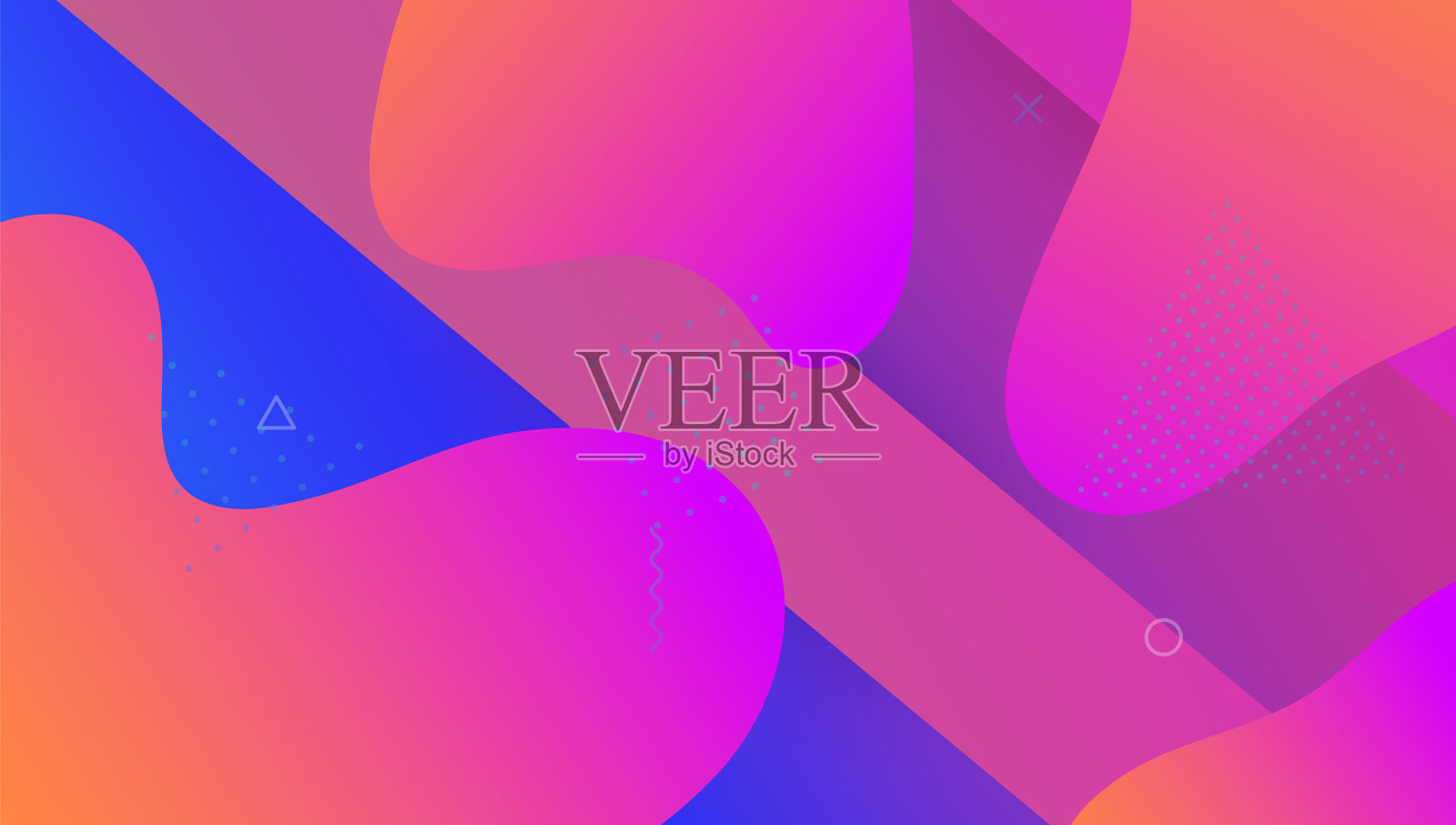 液体的设计。水平表示。颜色渐变形状。塑料框架。技术登陆页。动态横幅。蓝色孟菲斯海报。抽象的屏幕。紫罗兰液体设计插画图片素材