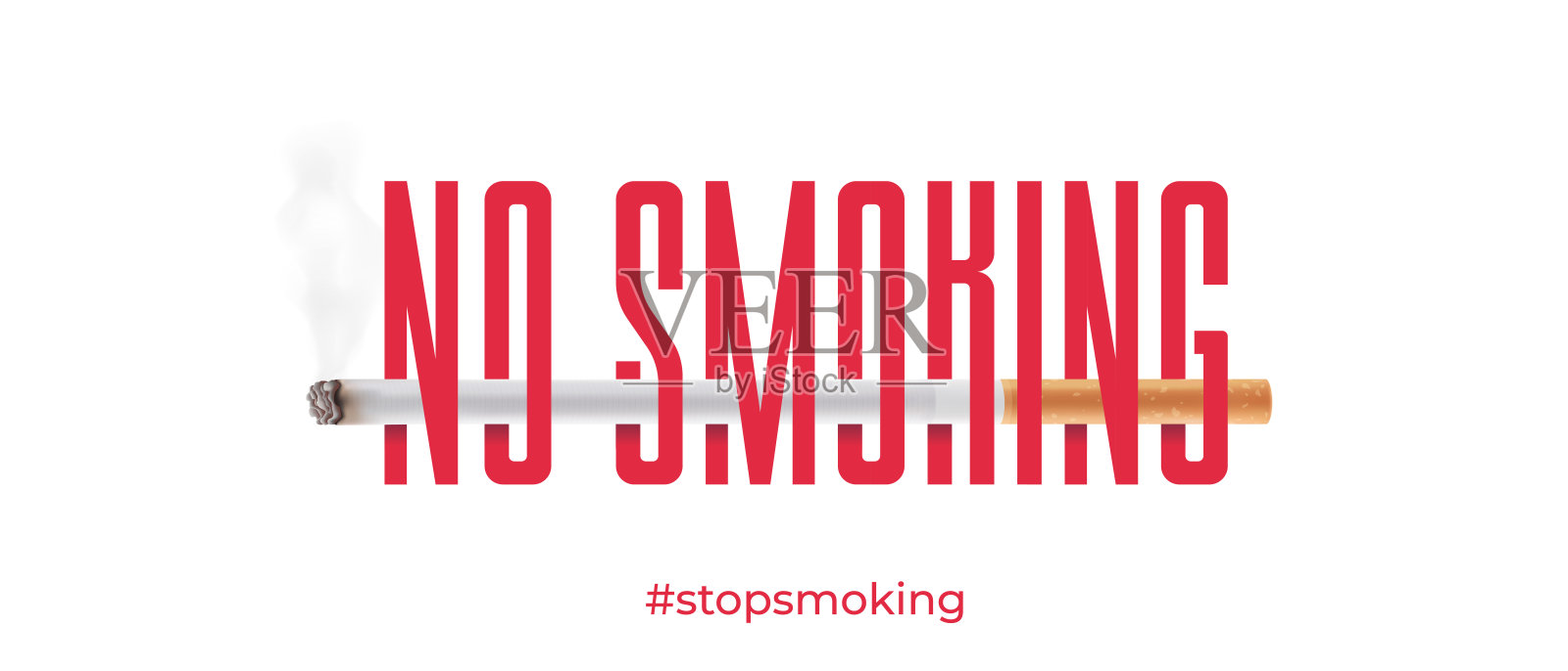 白色背景上孤立的禁止吸烟警告标志。现实的香烟。禁酒令的标志，红色划掉圈。矢量插图eps10。插画图片素材