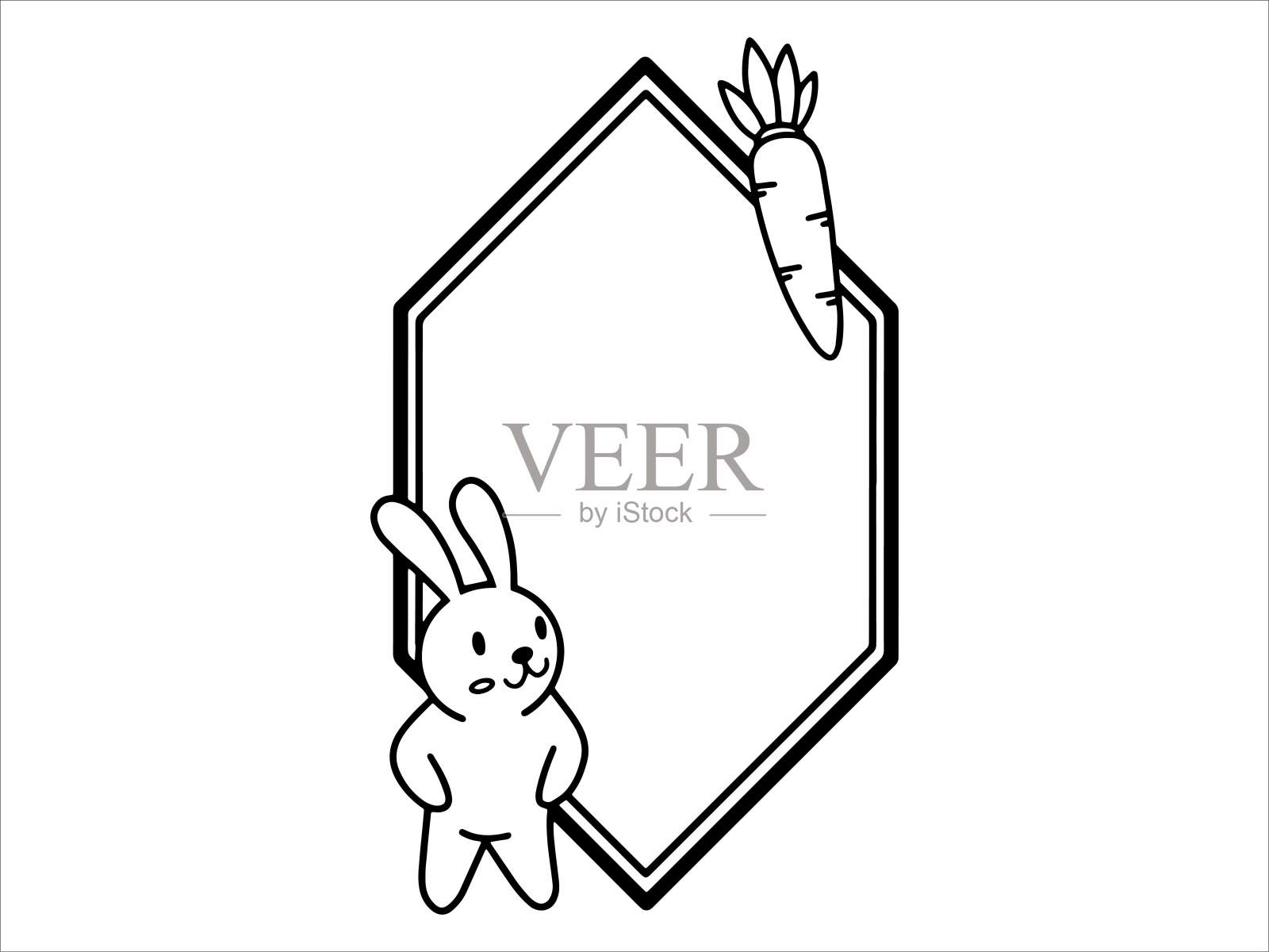 复活节背景与框架插图。框架背景复活节彩蛋和兔子。复活节背景与框架和兔子。复活节背景与可爱的兔子框架。复活节彩蛋和兔子框架背景。复活节彩蛋框架背景插图插画图片素材