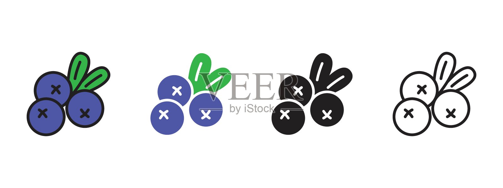 蓝莓图标集符号，蓝莓模板的图形和网页设计。插画图片素材