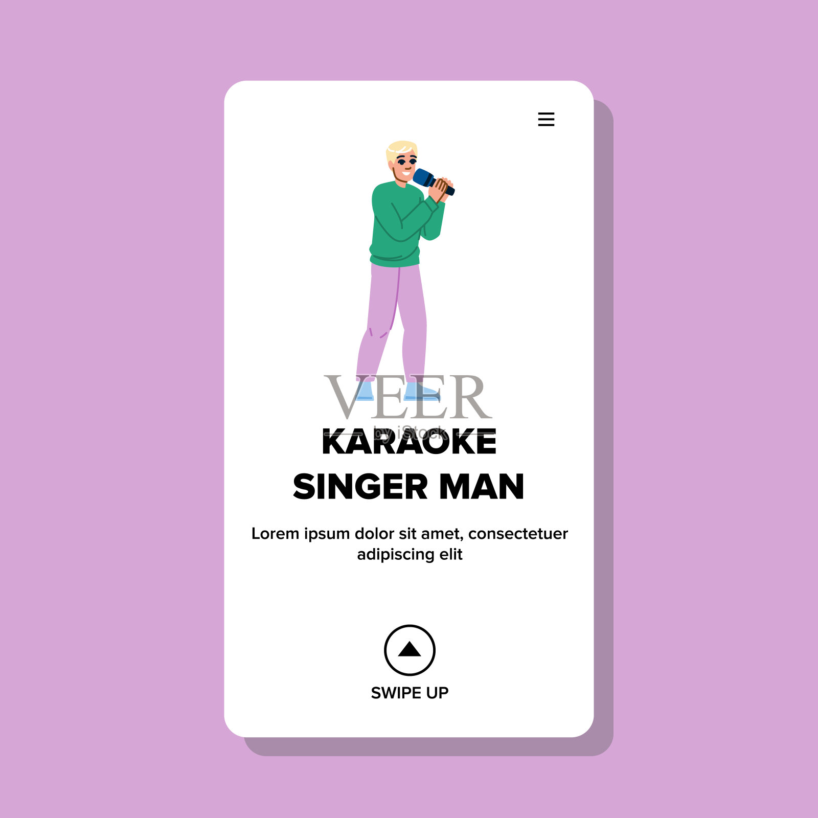 唱卡拉ok歌手矢量男插画图片素材