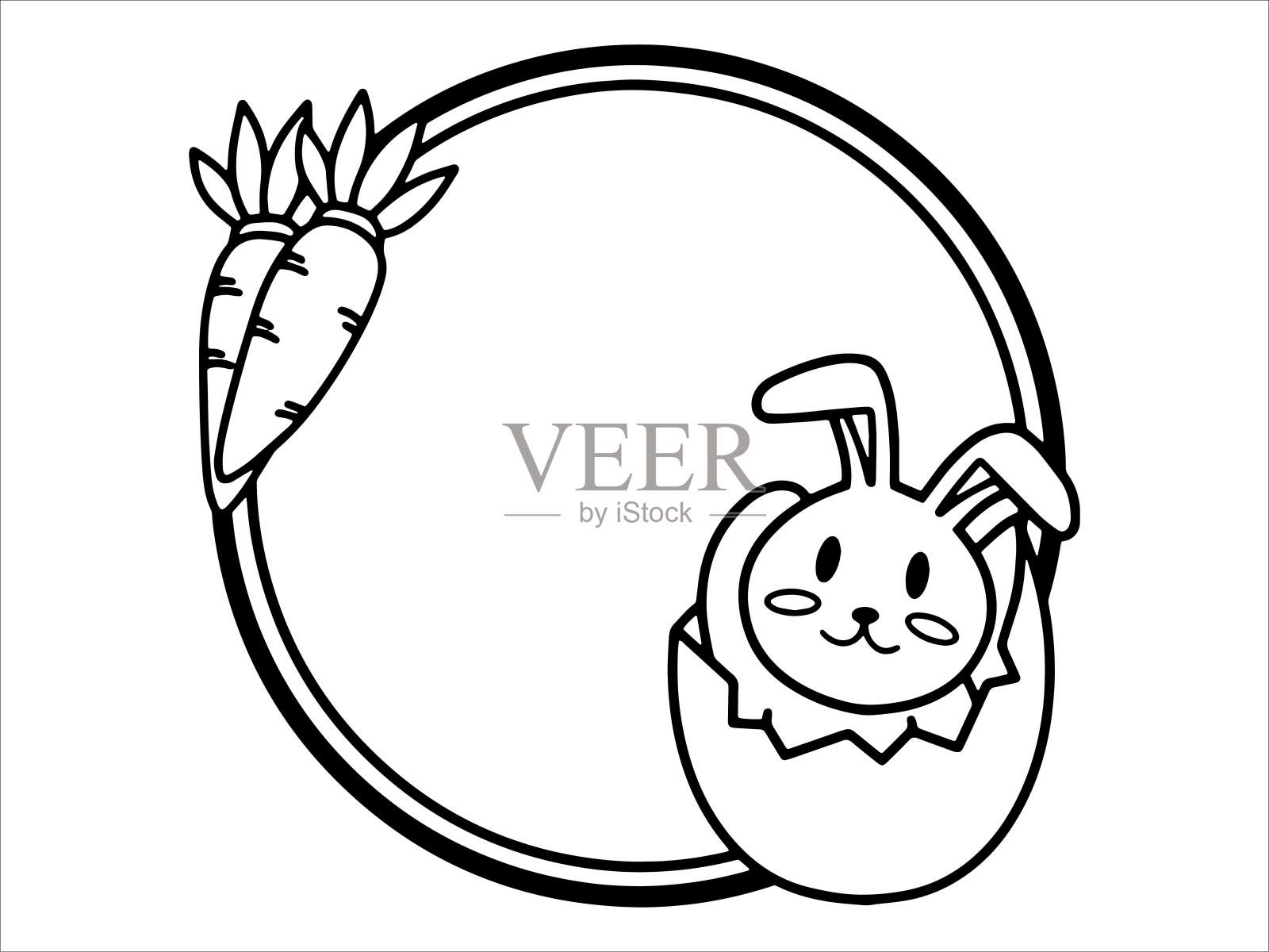 复活节背景与框架插图。框架背景复活节彩蛋和兔子。复活节背景与框架和兔子。复活节背景与可爱的兔子框架。复活节彩蛋和兔子框架背景。复活节彩蛋框架背景插图插画图片素材
