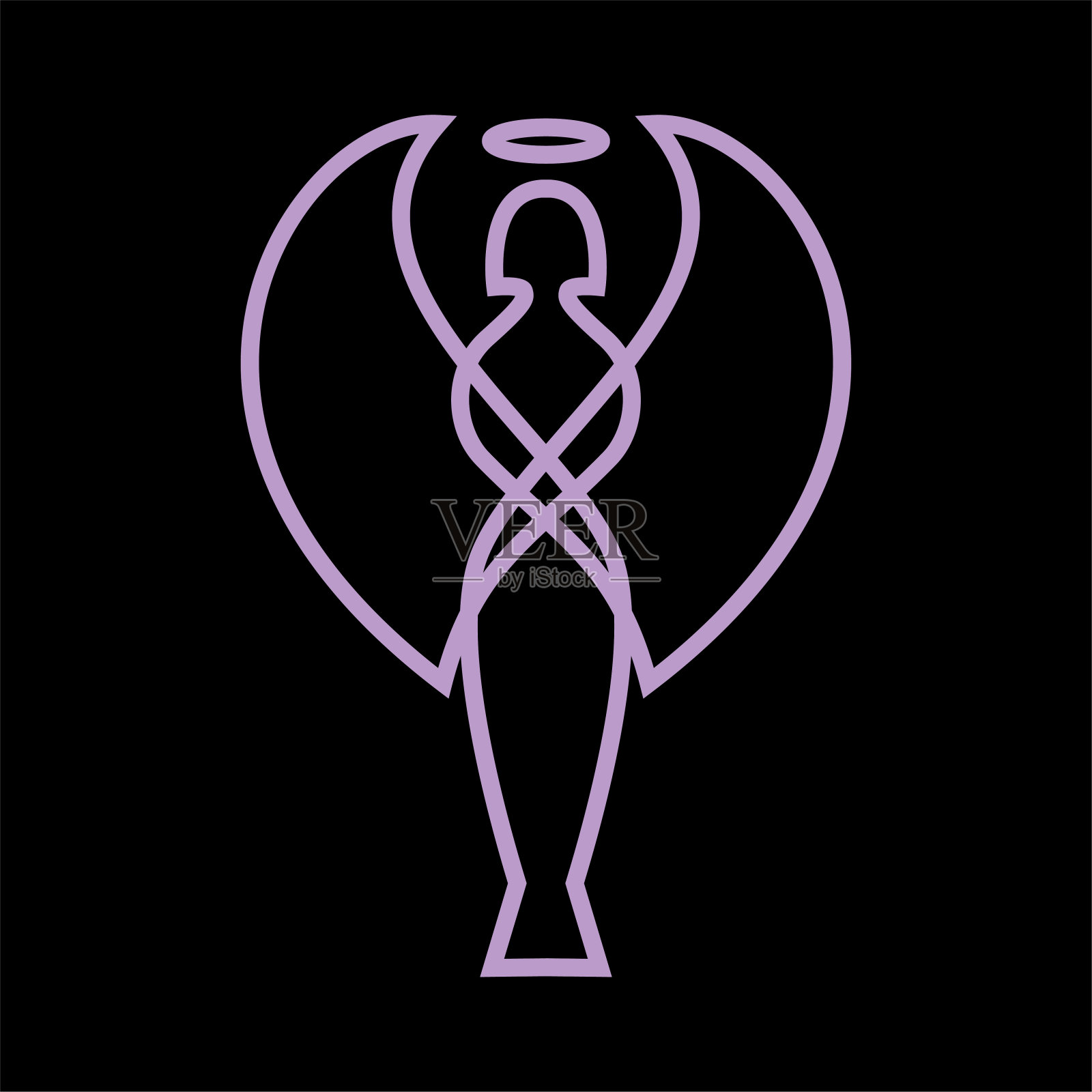 简单的极简主义女人女士女女孩天使字母组合线符号设计矢量插画图片素材