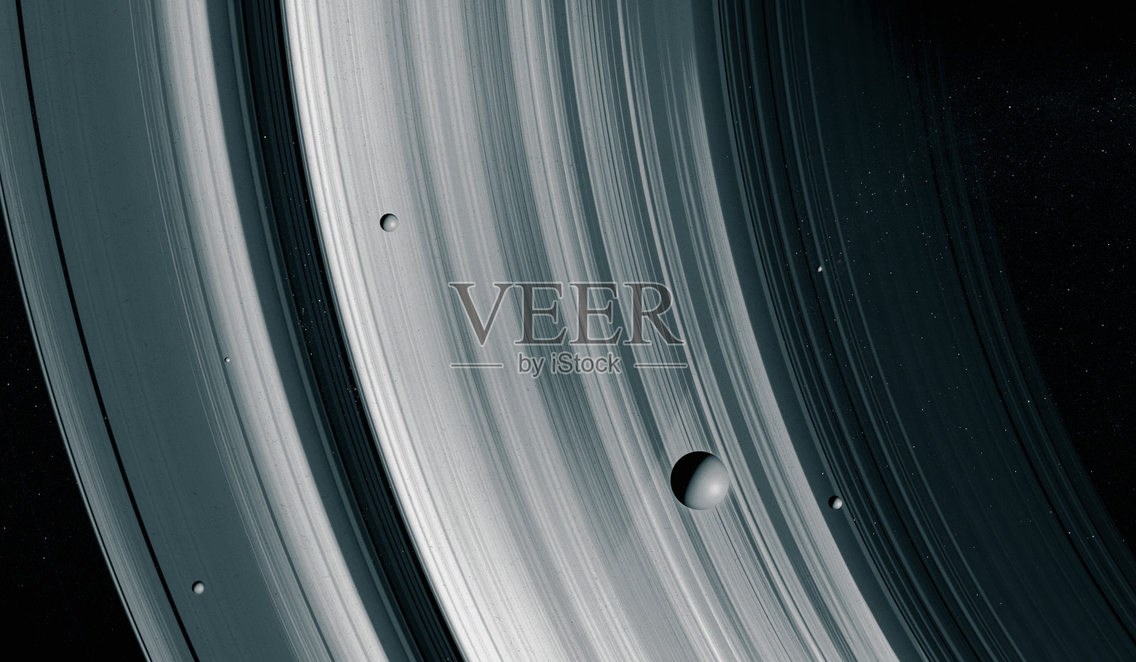 土星环和卫星，带环的系外行星照片摄影图片