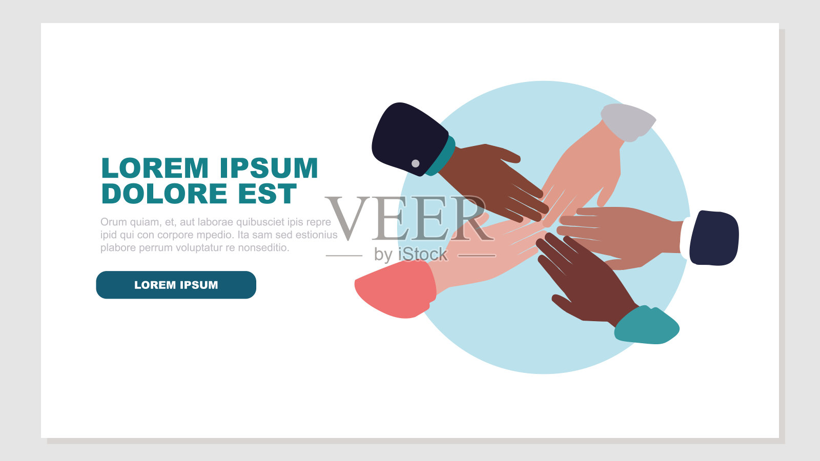 矢量插图的业务人员手牵着手一起调用团队精神-股票图形插画图片素材