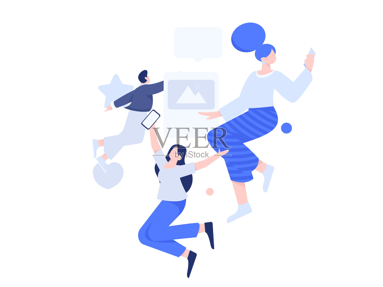 虚拟人物社会交往概念商业平面矢量手绘插画插画图片素材