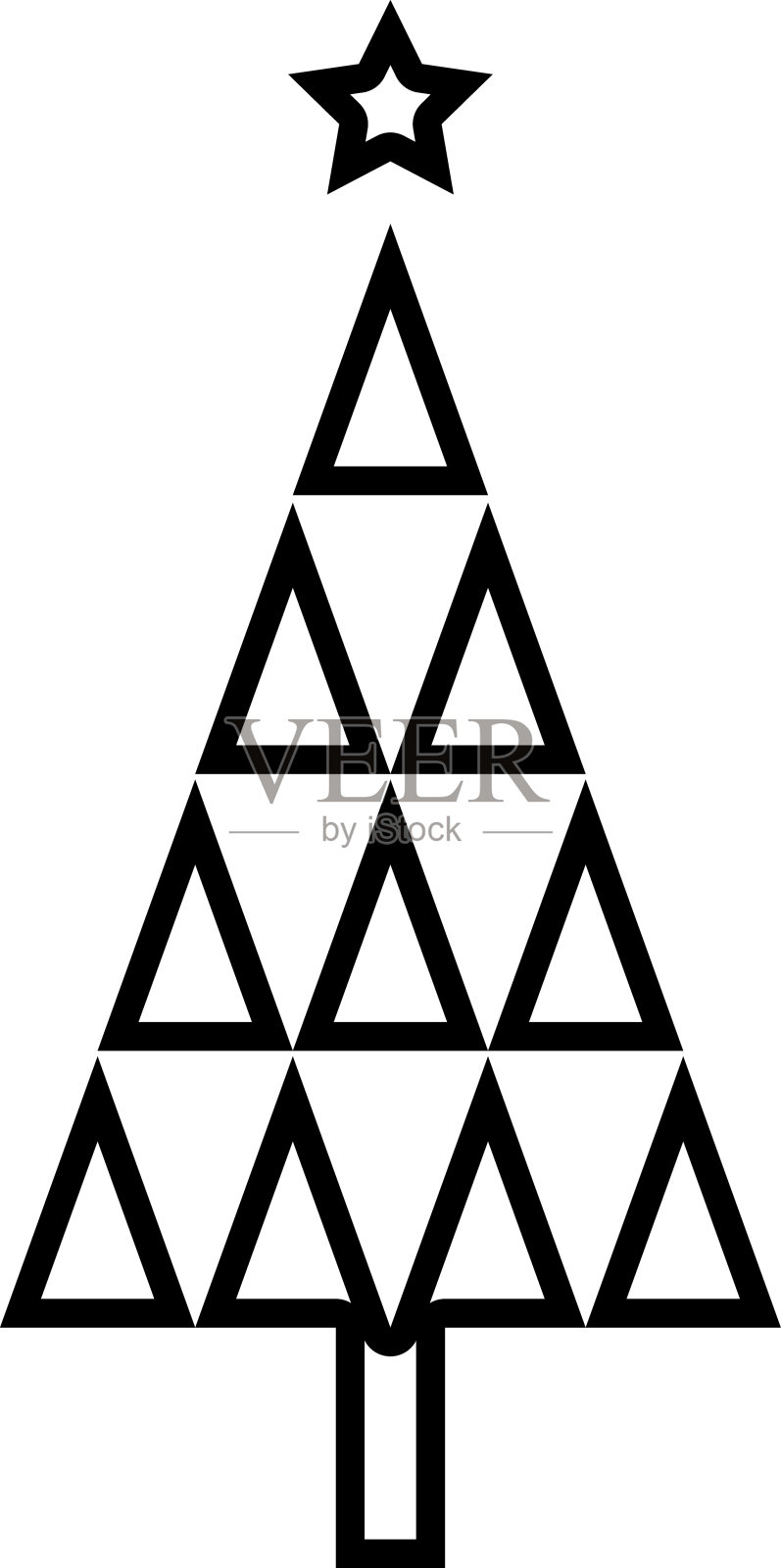 圣诞树线图标矢量。插画图片素材