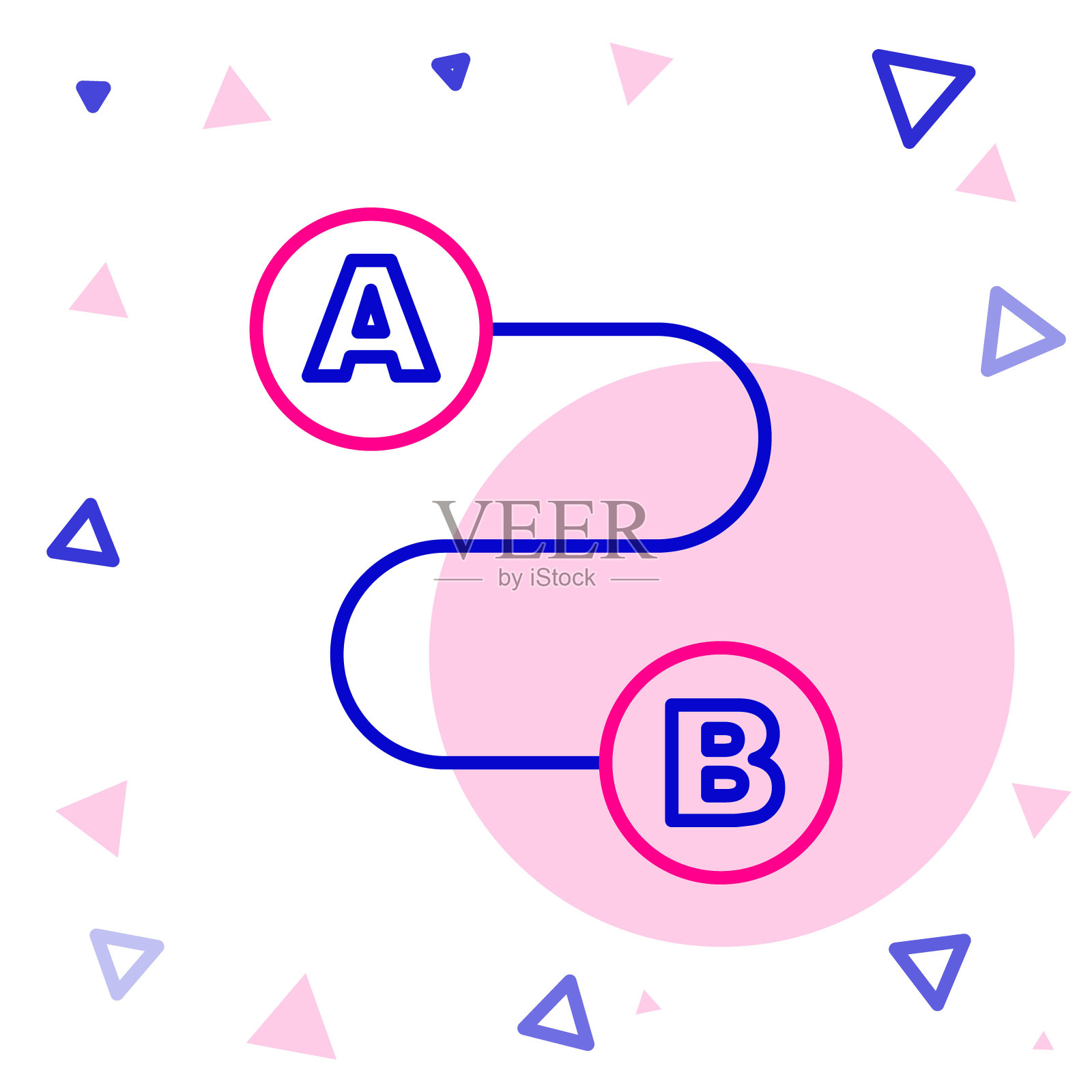 线路路线位置图标孤立的白色背景。映射指针标志。路径或道路的概念。GPS导航器。色彩缤纷的轮廓概念。向量插画图片素材