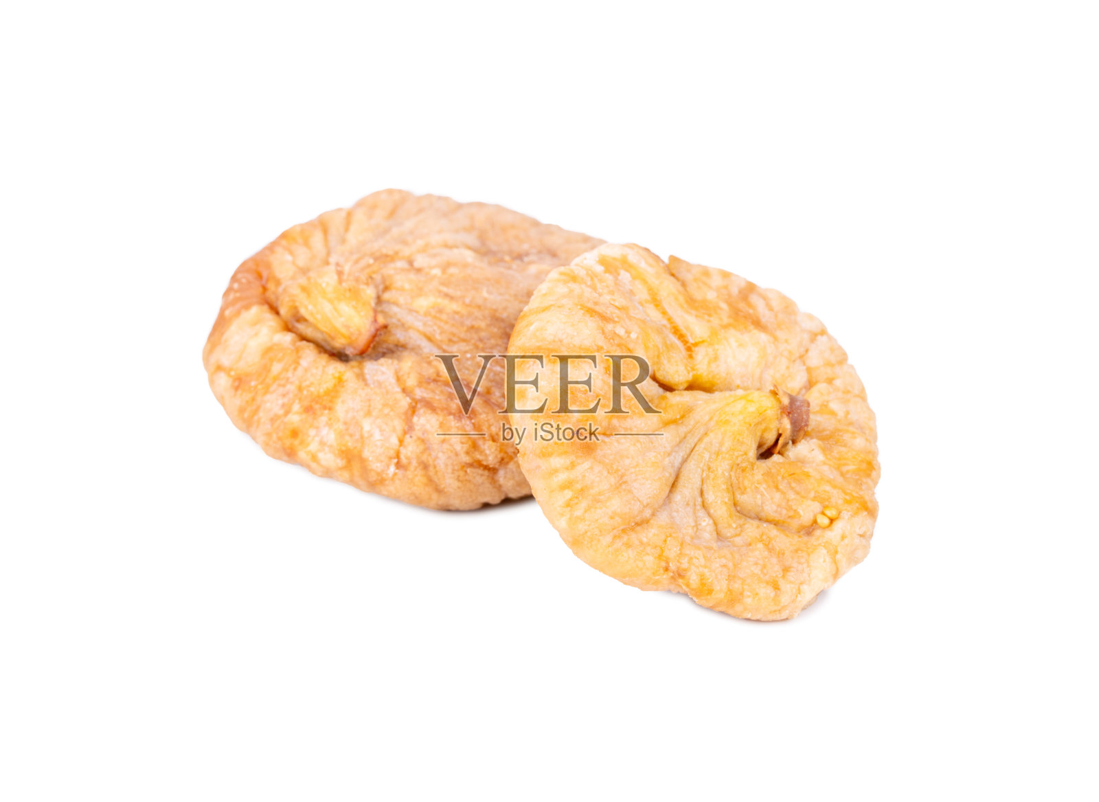 两个干燥扁平的无花果孤立照片摄影图片