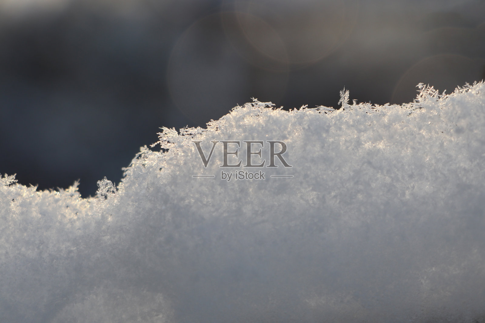 雪花特写。柔和的阳光/表面水平照片摄影图片