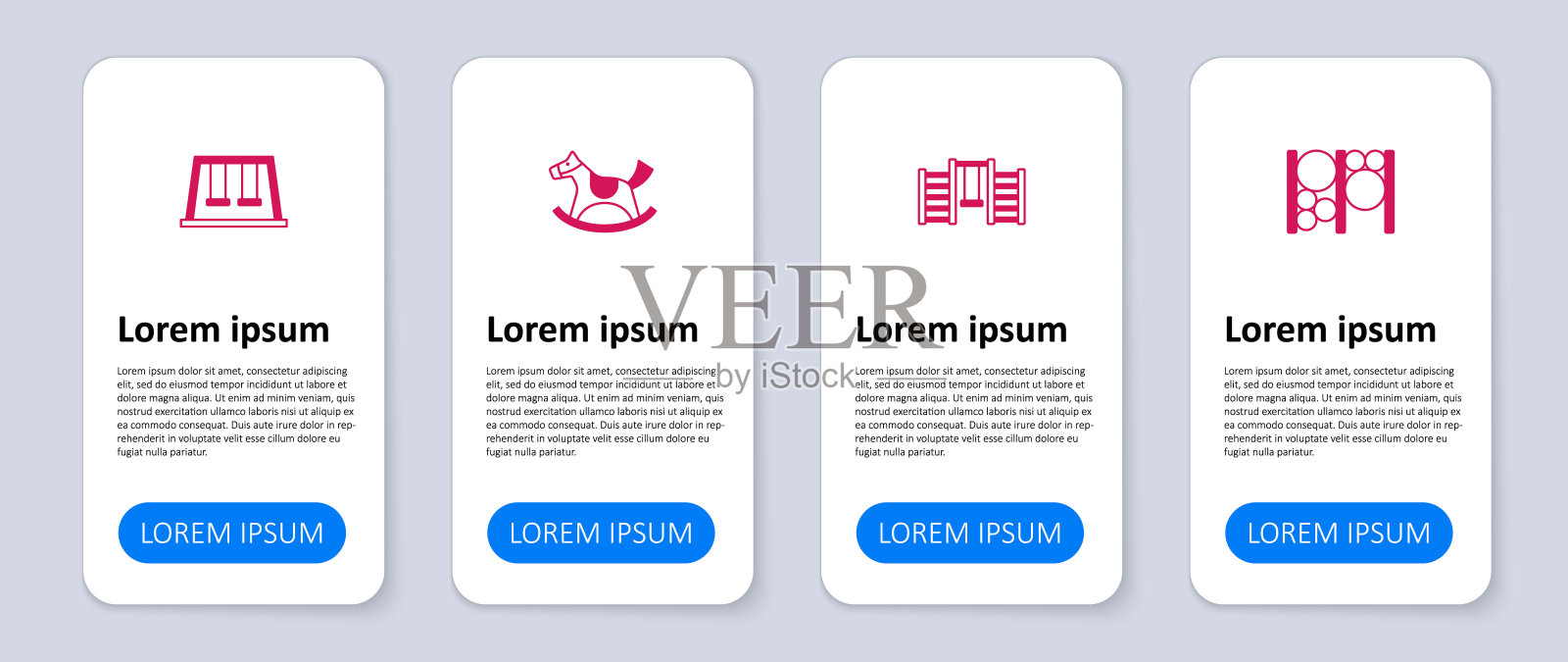 设有游乐场攀爬设备，瑞典墙，马鞍秋千和儿童秋千。业务信息图表模板。向量插画图片素材