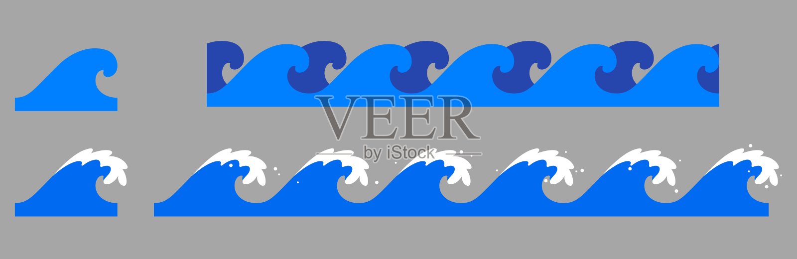 风格化的卡通海洋波浪无尽的边界插画图片素材