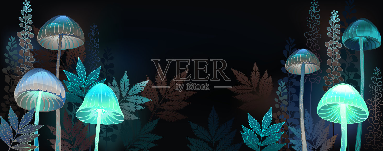 发光的毒菌横幅插画图片素材