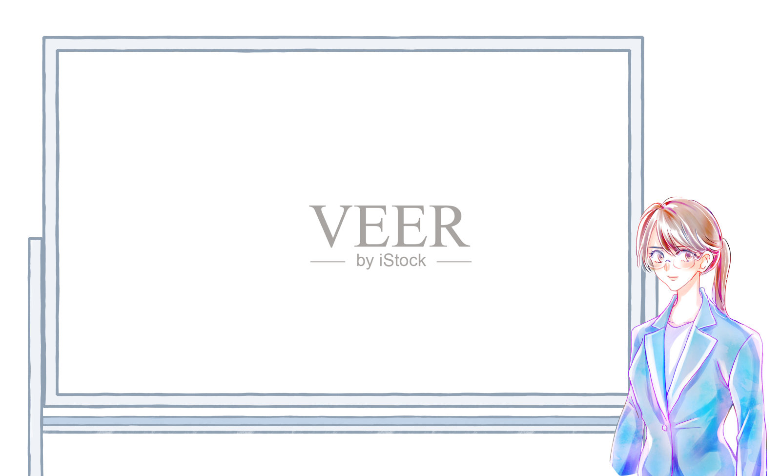 商务人士在白板前指导插画图片素材