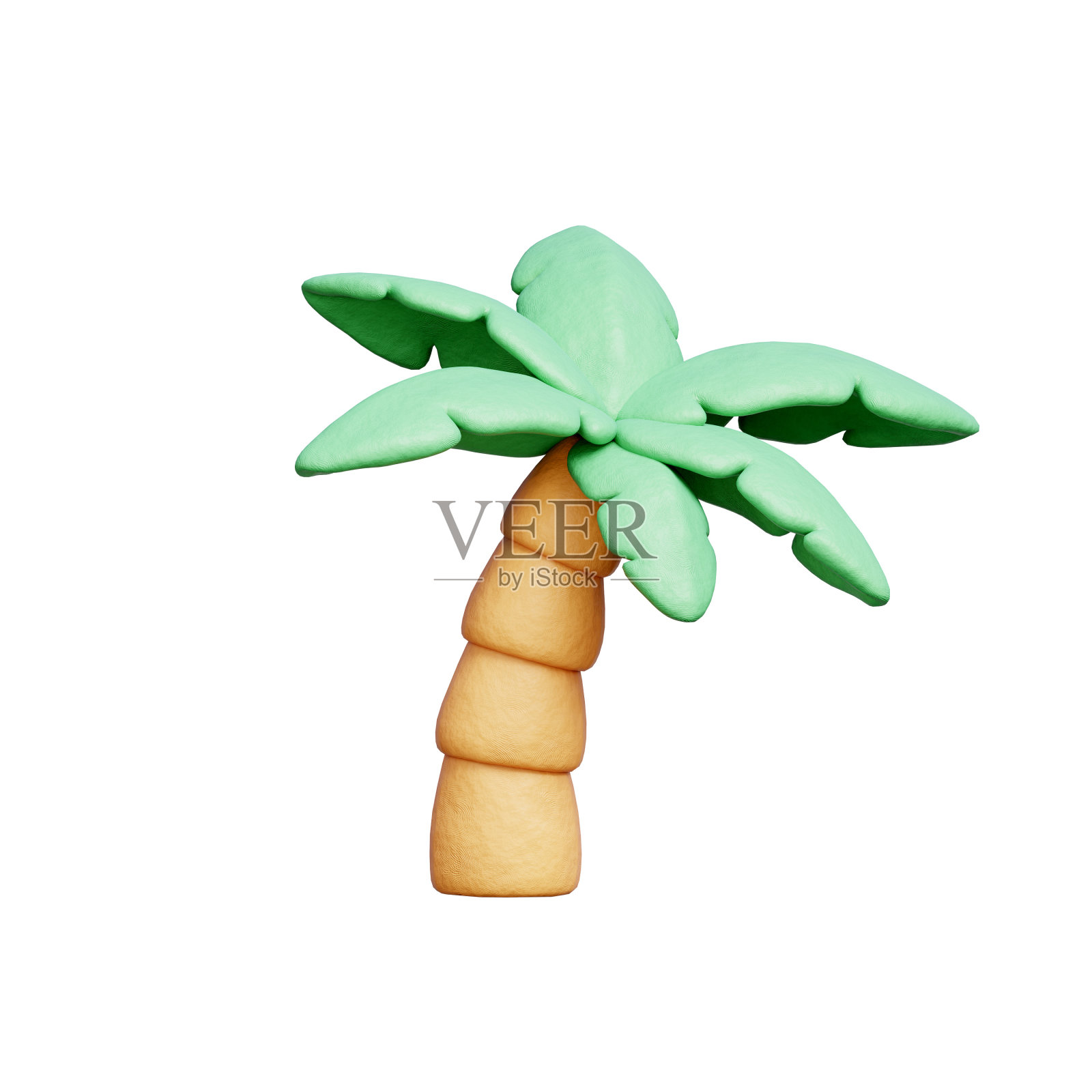 3D椰子树，夏日沙滩元素，假日度假。照片摄影图片