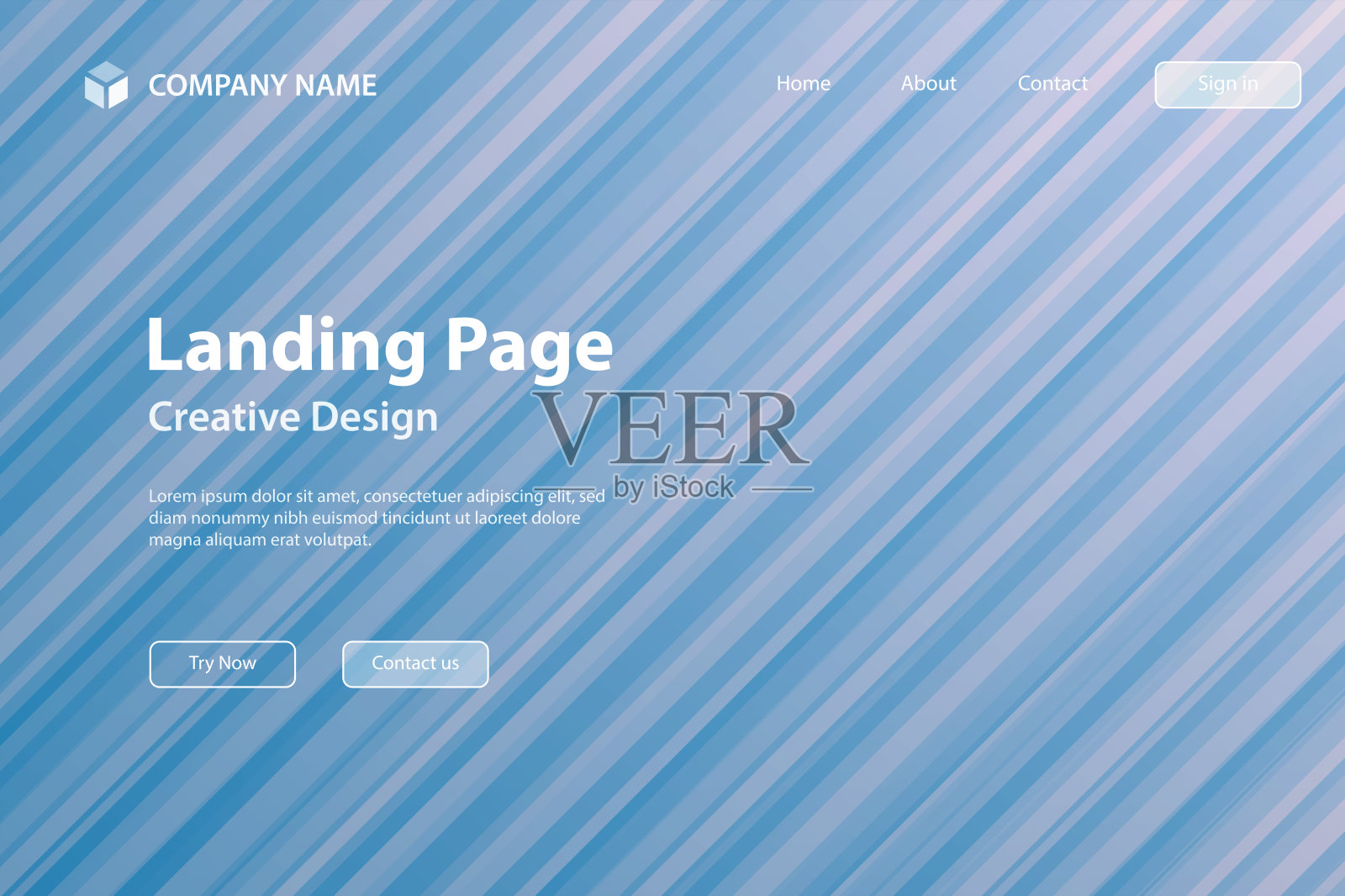登陆页面模板-抽象设计与对角线-时尚的蓝色梯度插画图片素材