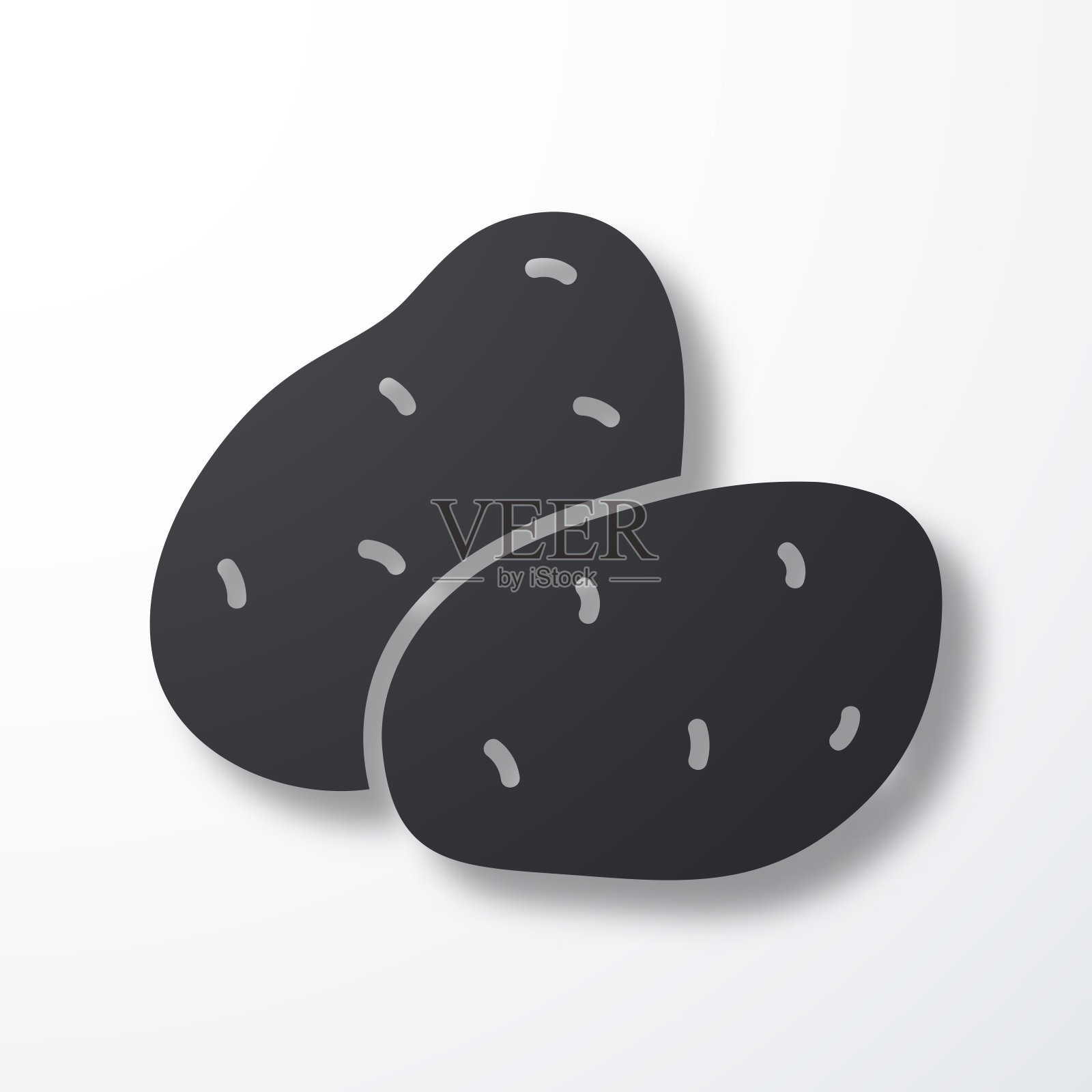 土豆。白色背景上的阴影图标插画图片素材