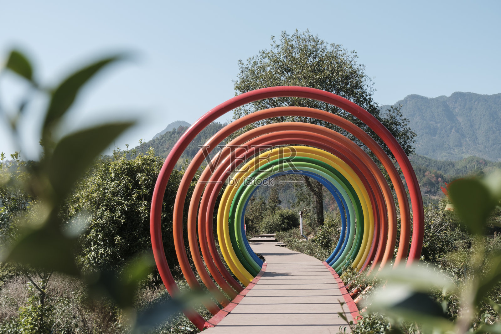 彩色拱形隧道照片摄影图片