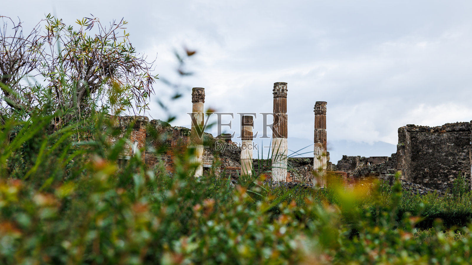 意大利庞贝遗址，古代历史遗址，考古发掘，火山喷发。照片摄影图片