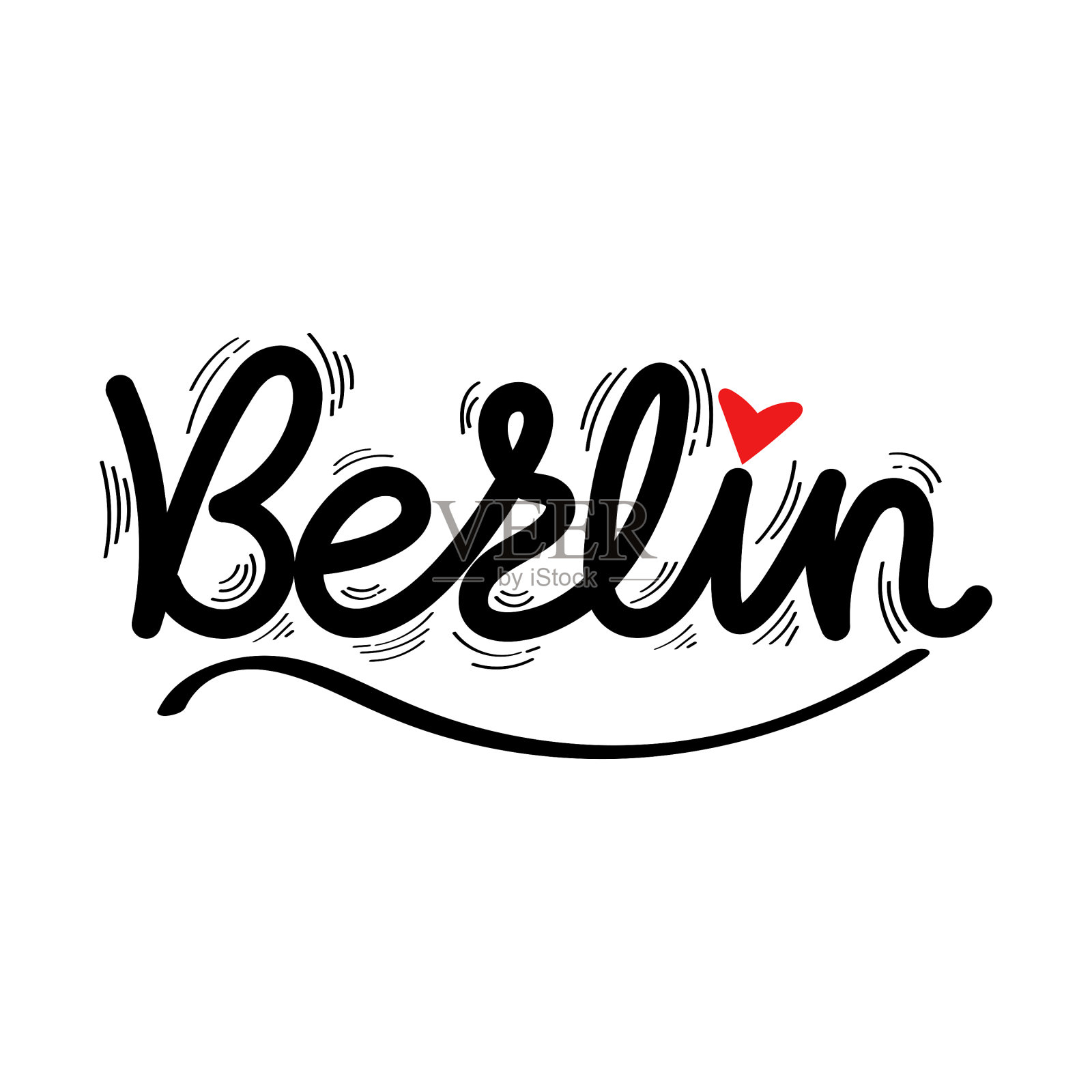 手绘柏林书法文字矢量设计。插画图片素材