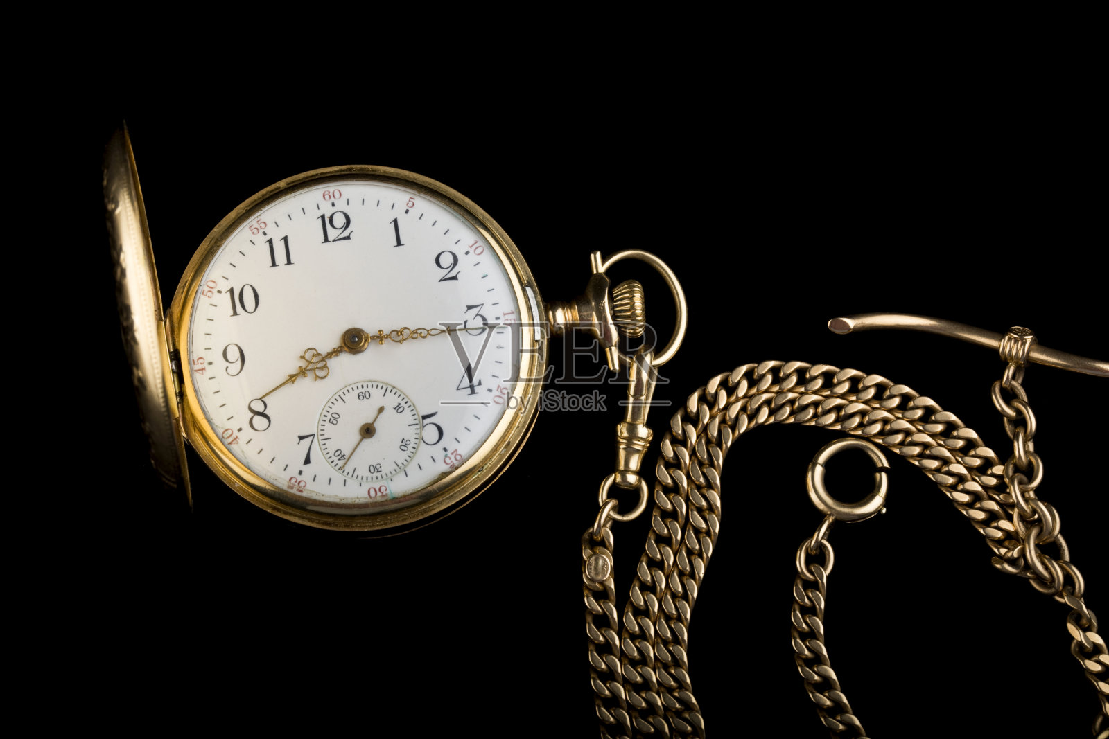 带表链的古董怀表照片摄影图片