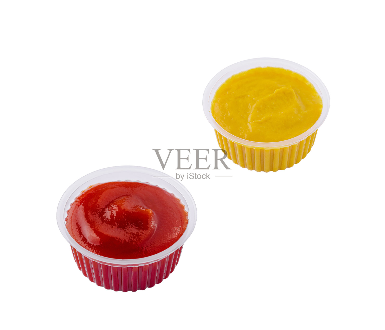 用透明砂锅盛辣味番茄酱和芥末照片摄影图片